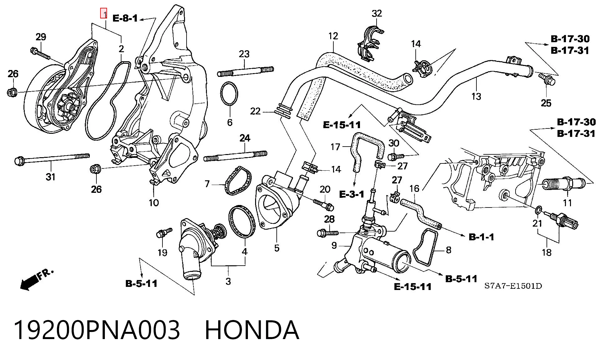 19200PNA003 Honda Bomba refrigerante coche