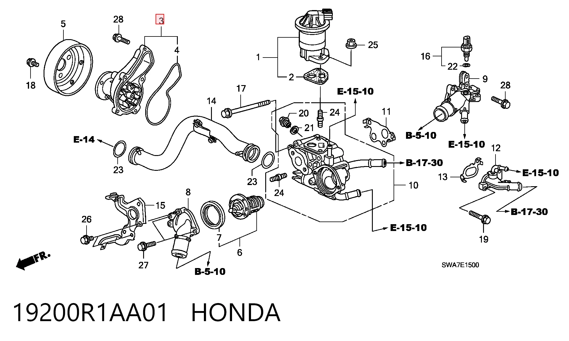 19200R1AA01 Honda Bomba refrigerante coche