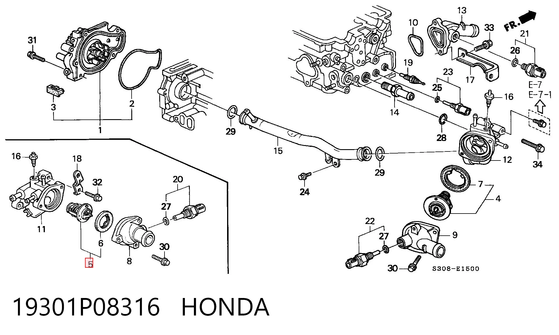 19301P08316 Honda Termostato de agua