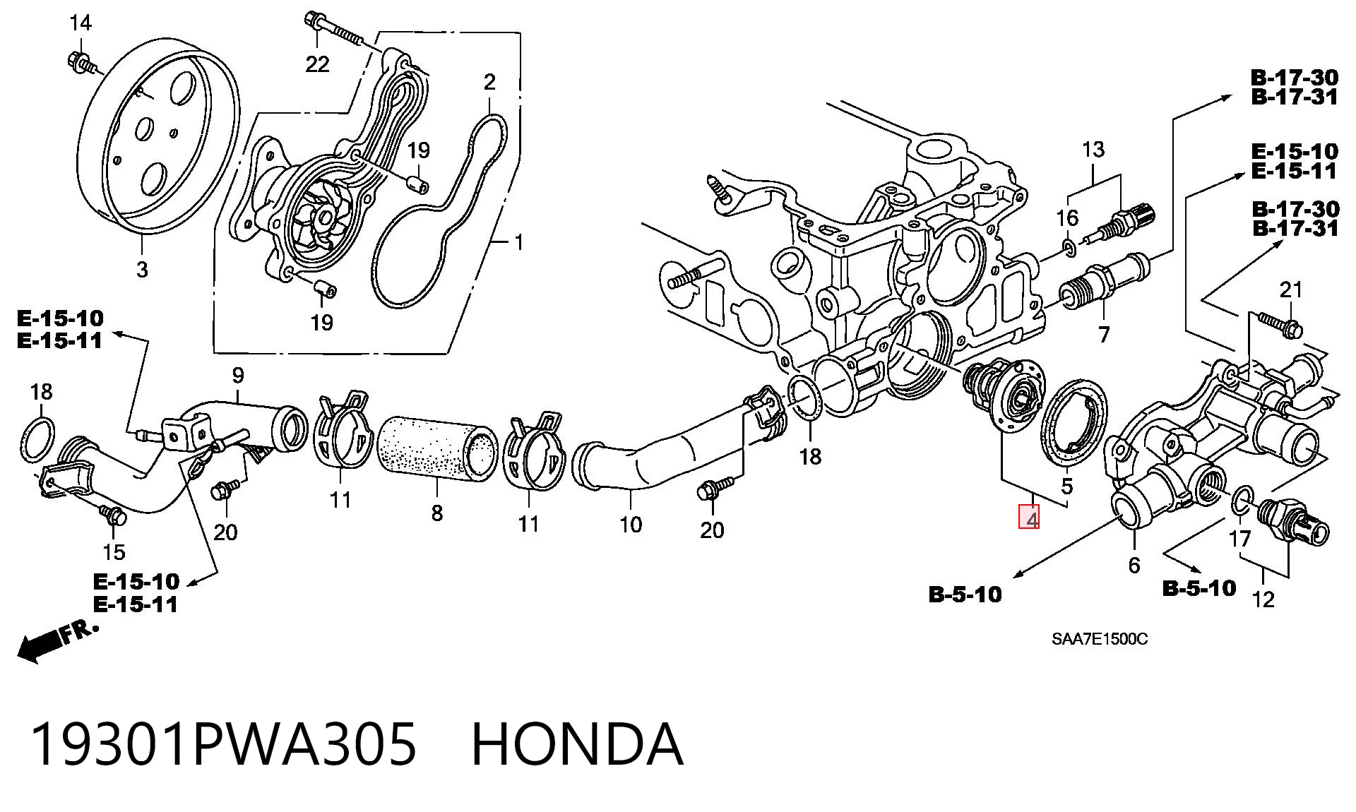 19301PWA305 Honda Termostato de agua