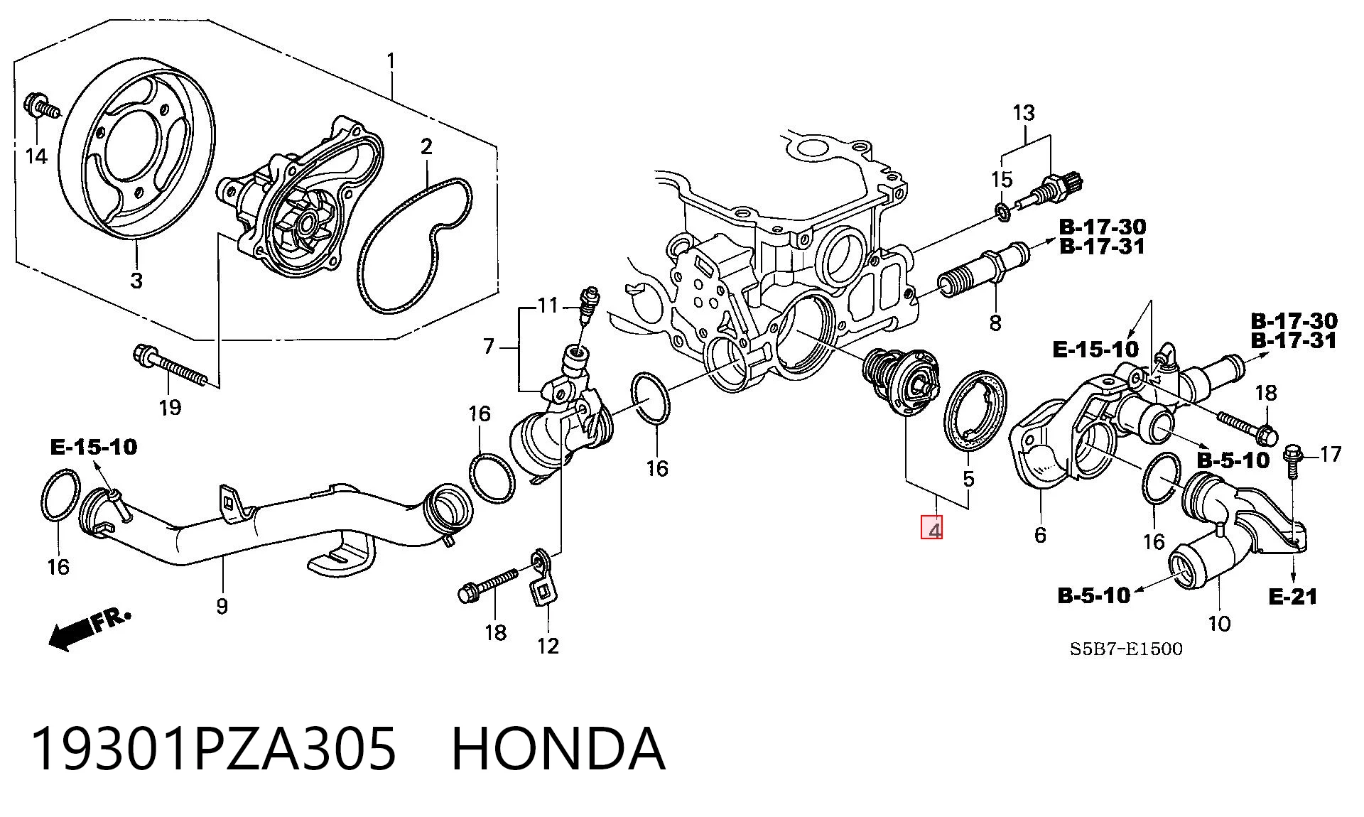 19301PZA305 Honda Termostato de agua