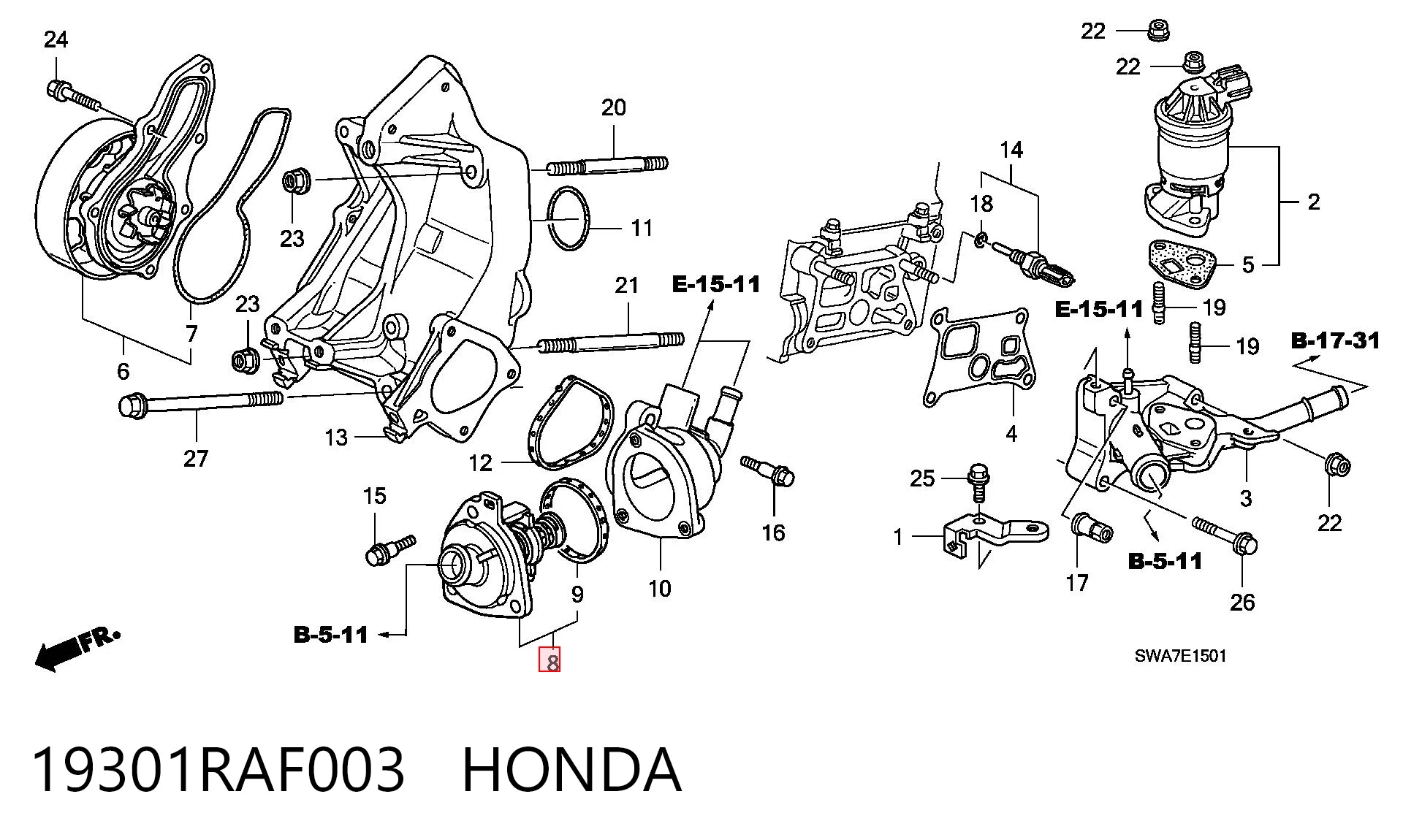 19301RAF003 Honda Termostato de agua