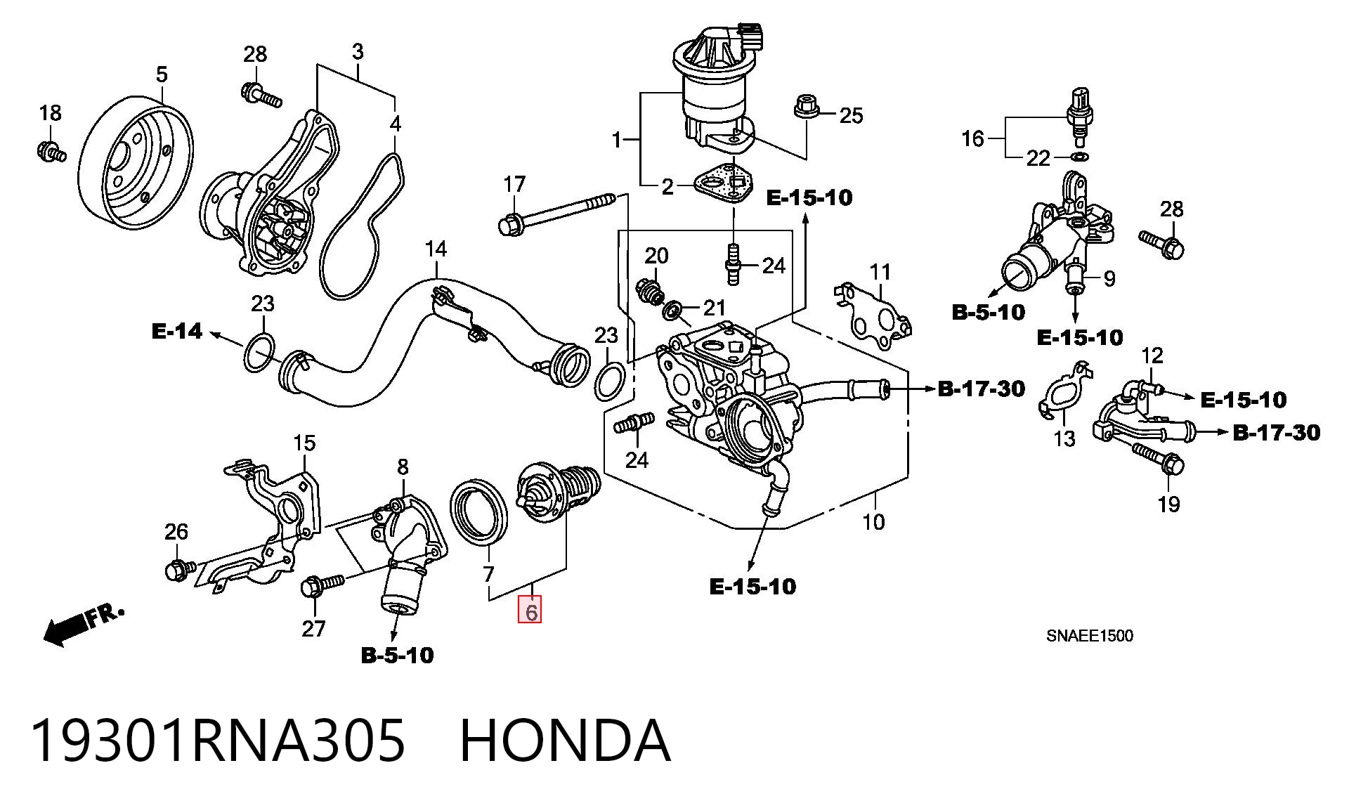 19301RNA305 Honda Termostato de agua