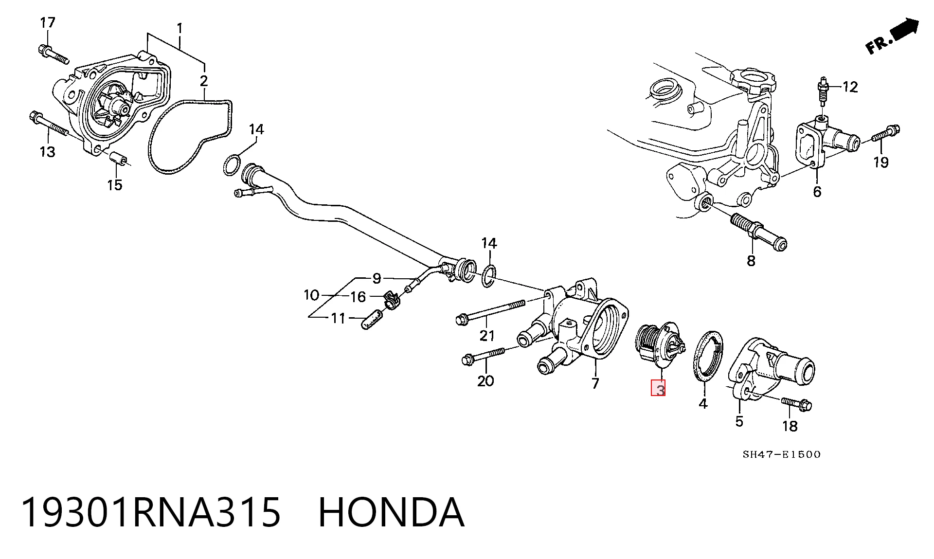 19301RNA315 Honda Termostato de agua