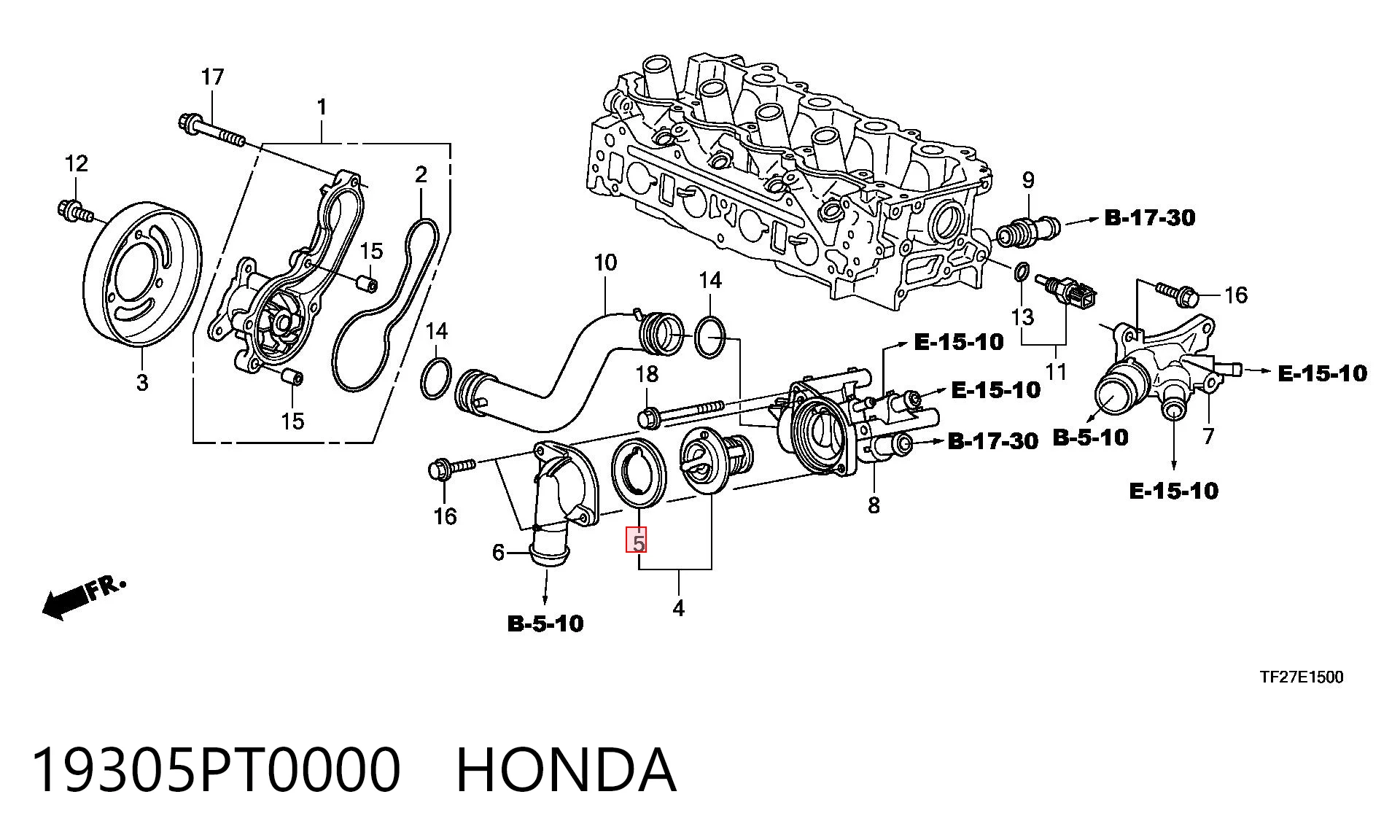 Junta carcasa de termostato Honda Accord V