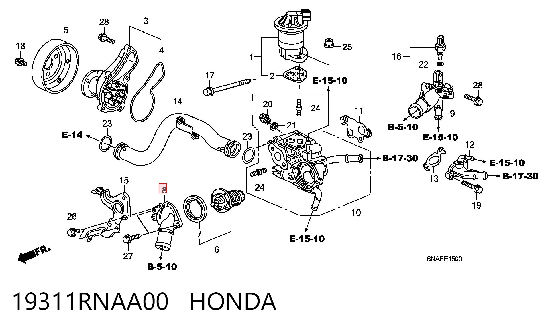 19311RNAA00 Honda Tapa de termostato