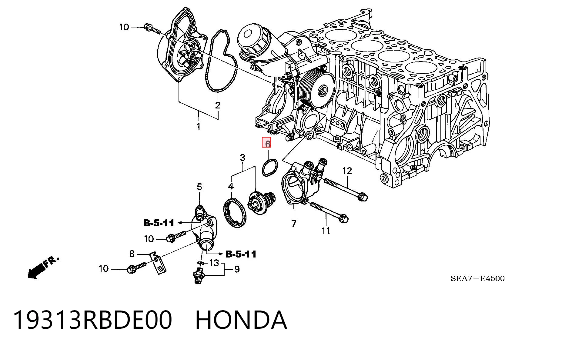 19313RBDE00 Honda