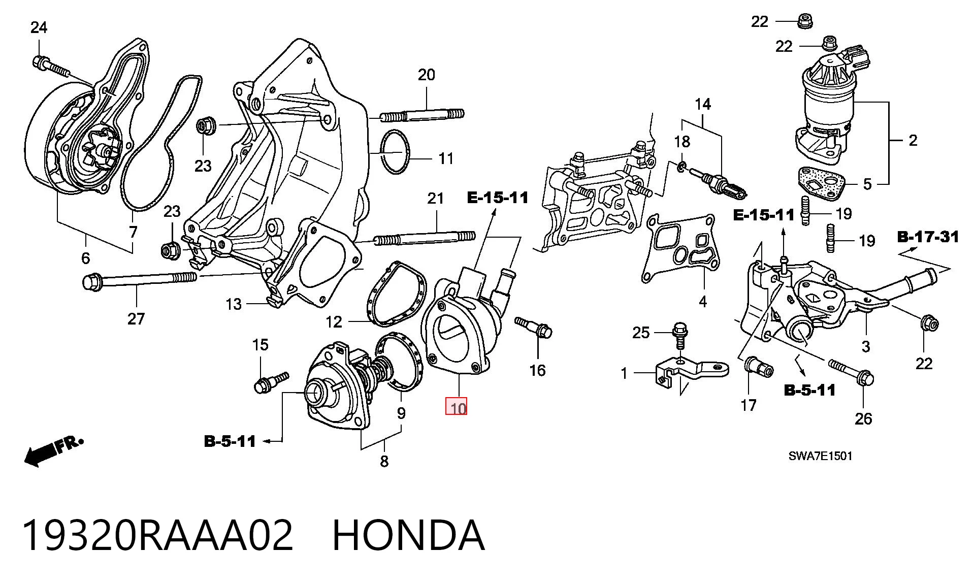 19320RAAA02 Honda Tapa de termostato