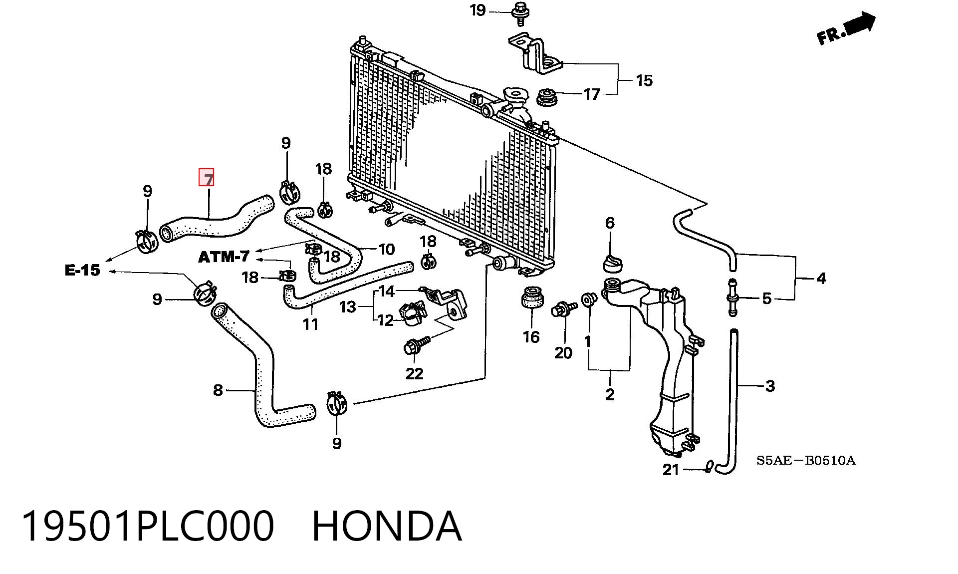 19501PLC000 Honda Manguera superior del radiador