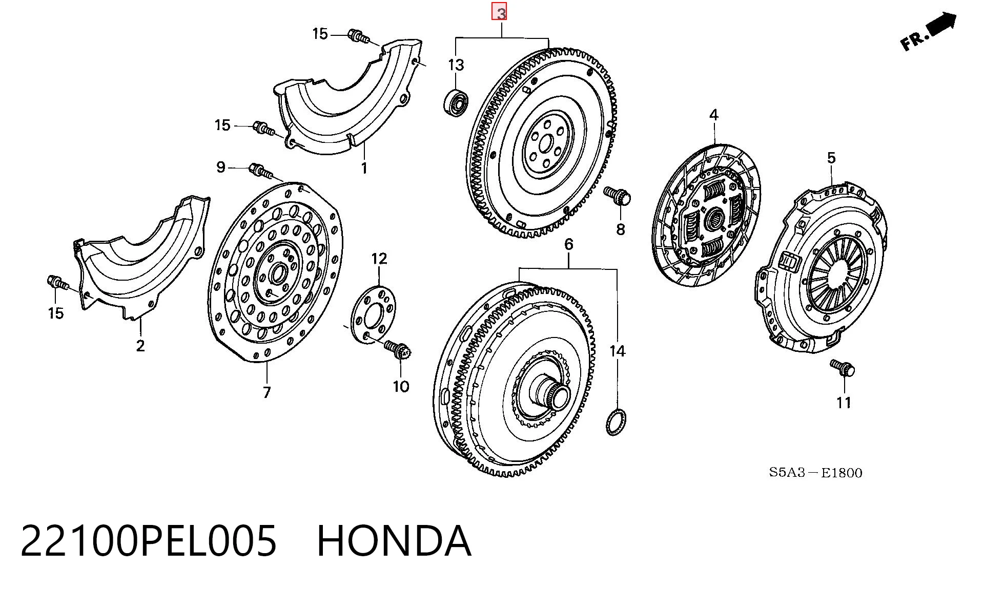 22100PEL005 Honda Volante de motor