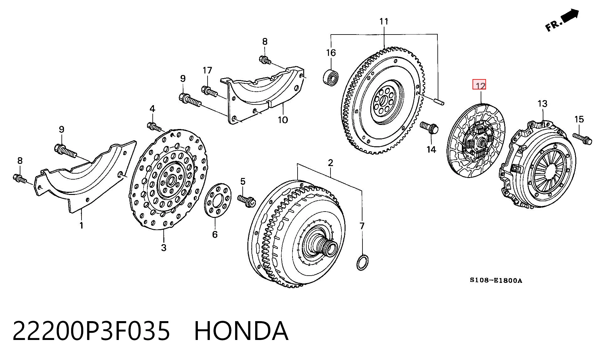Disco de embrague 22200P3F035 HONDA