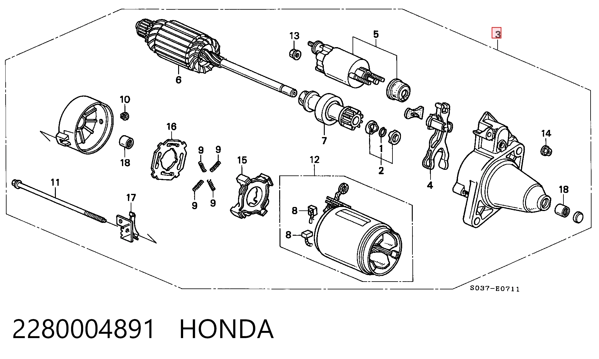 2280004891 Honda Arranque motores