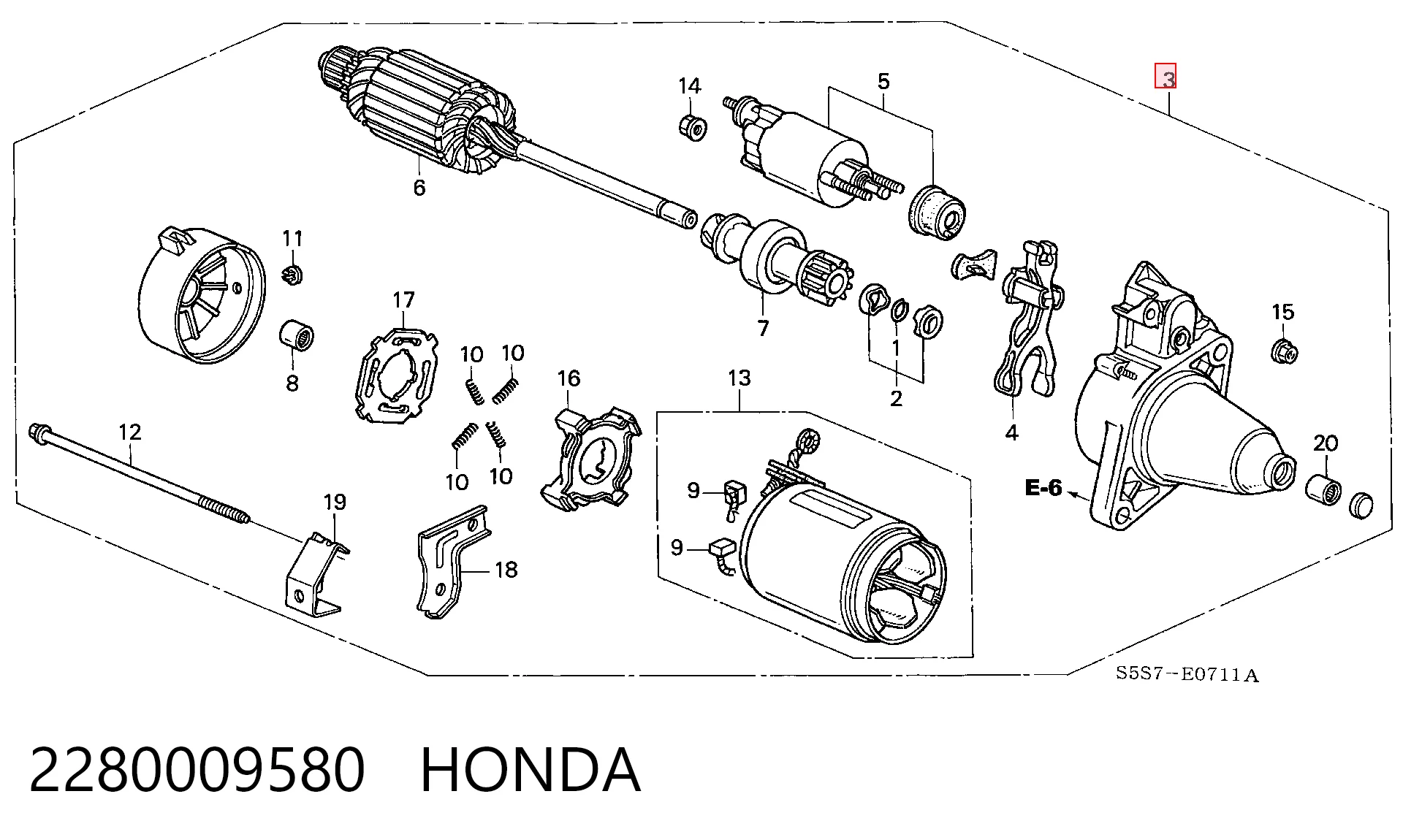 2280009580 Honda Arranque motores