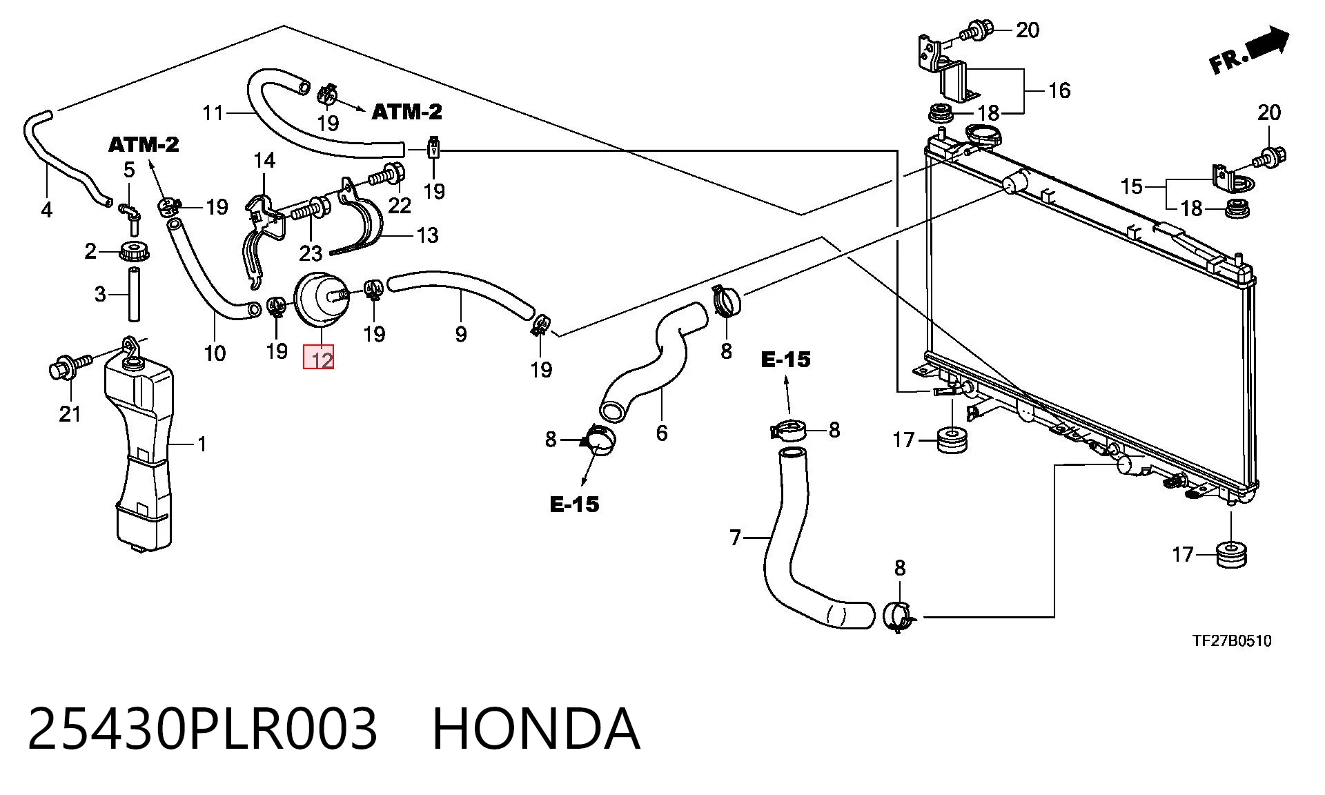 25430PLR003 Honda Filtro hidráulico transmisión automática