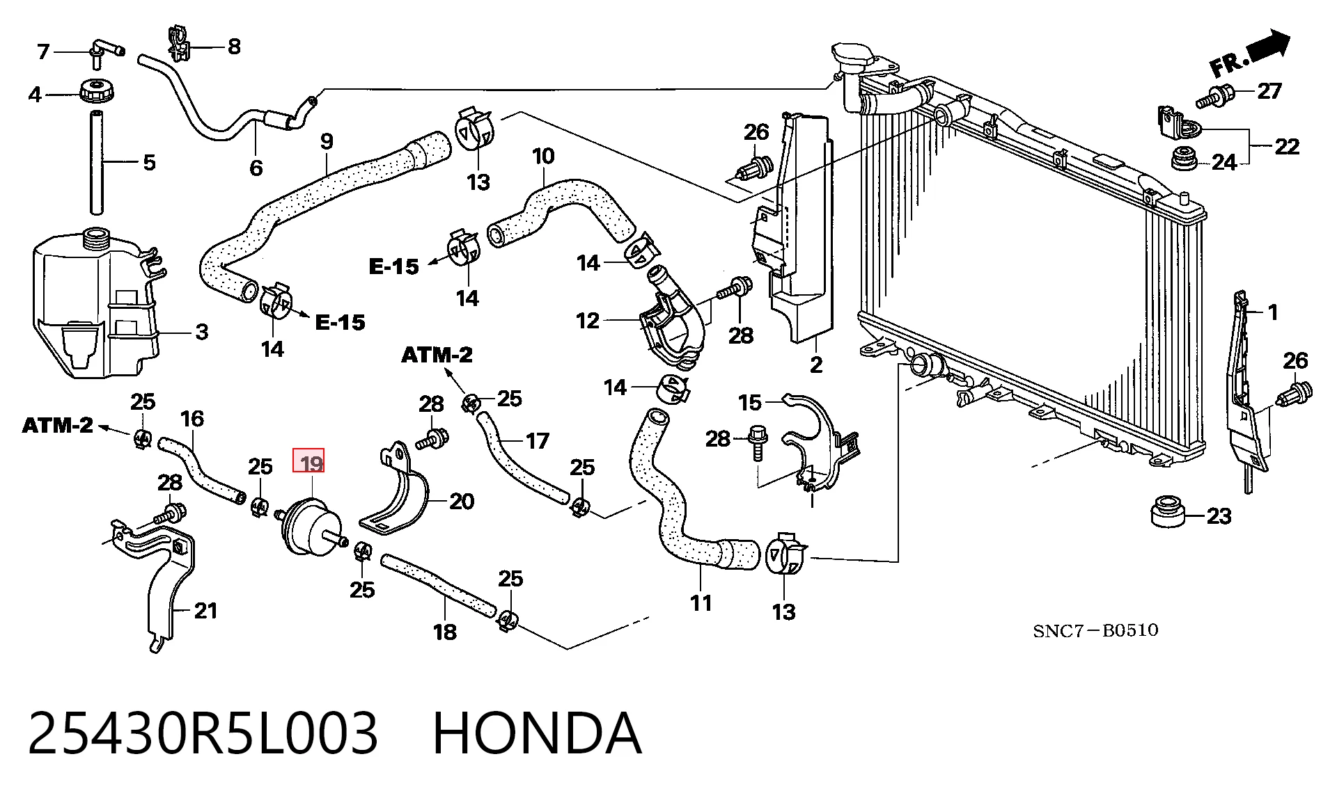 25430R5L003 Honda Filtro hidráulico transmisión automática