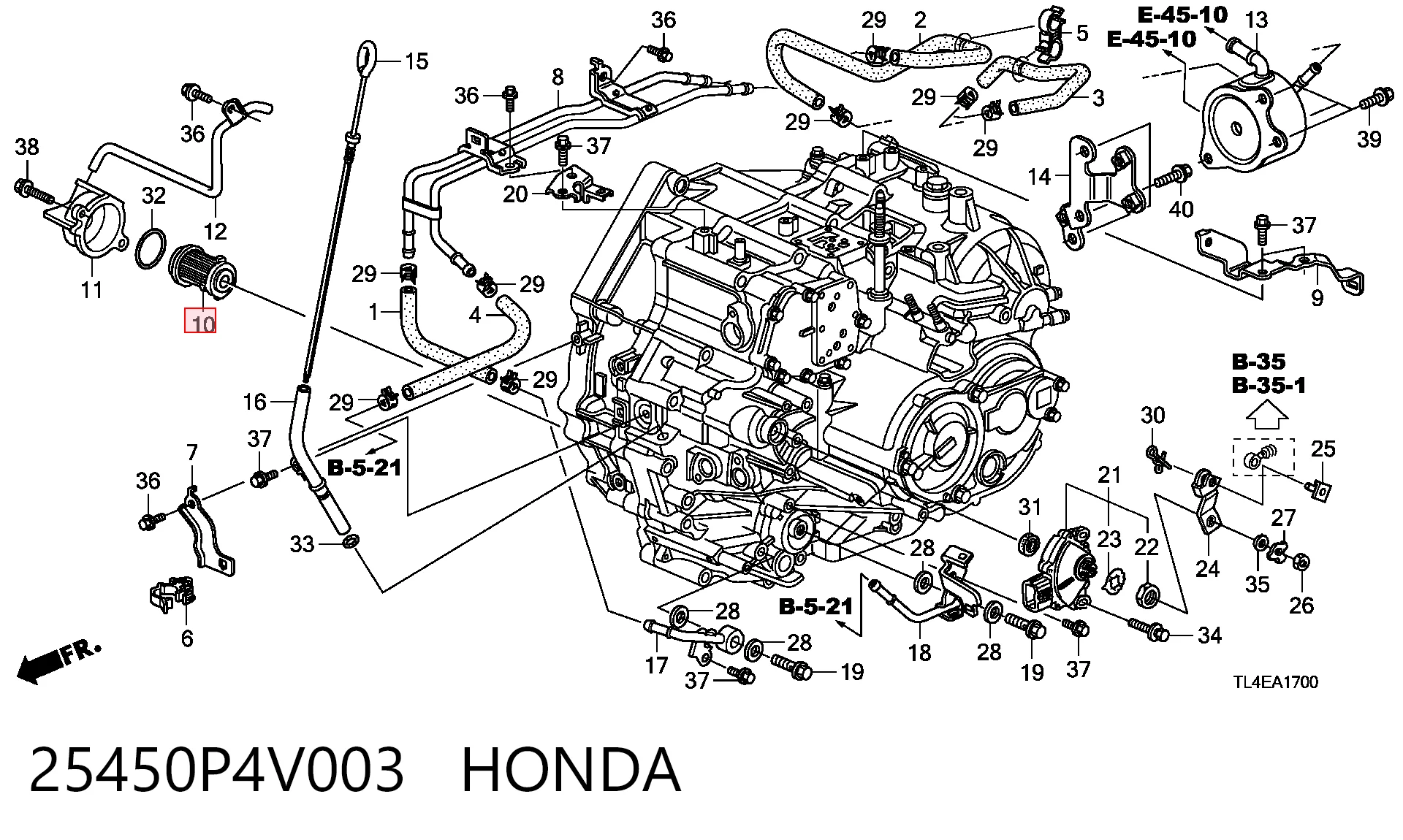 25450P4V003 Honda Filtro hidráulico transmisión automática