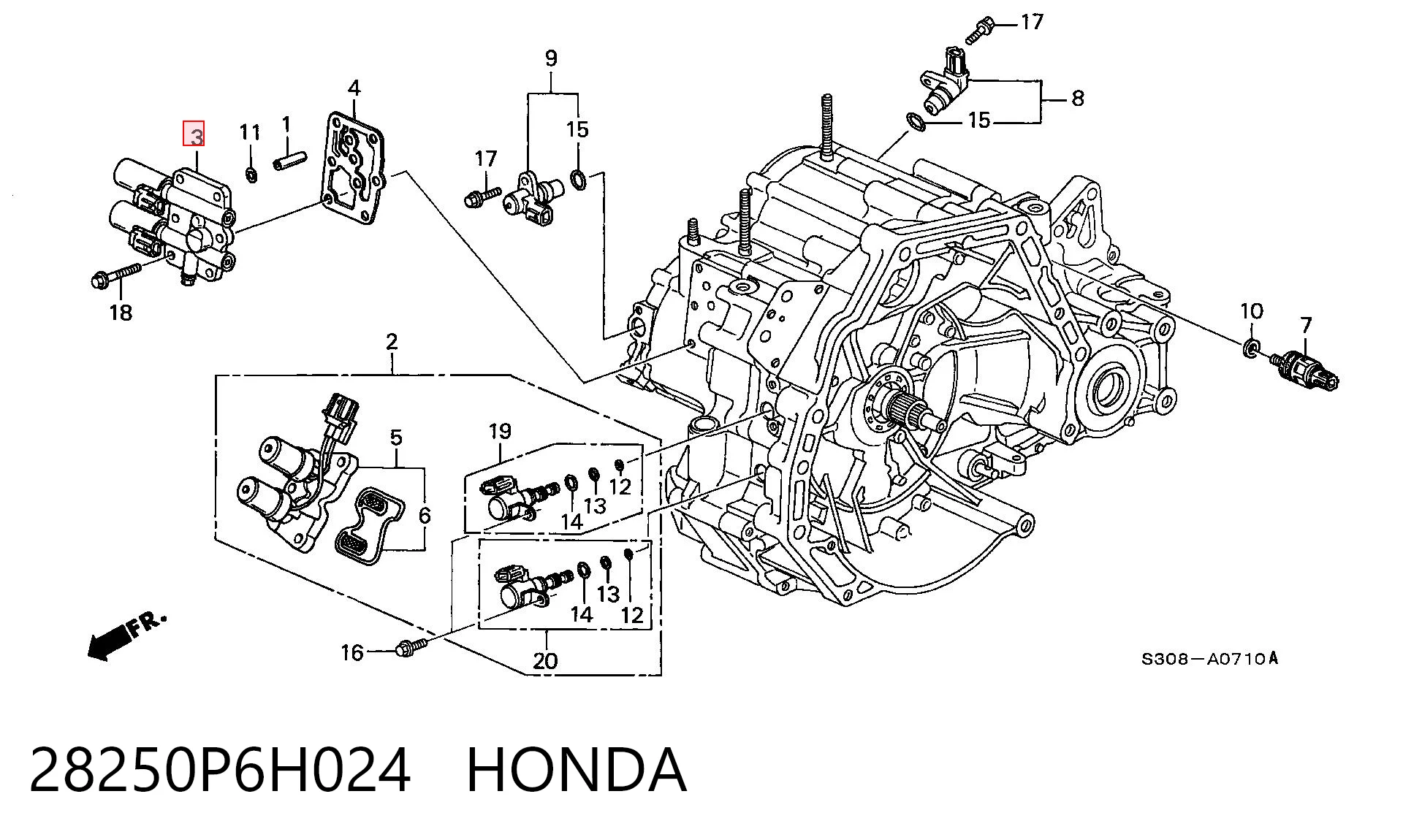 28250P6H024 Honda Solenoide de transmisión automática