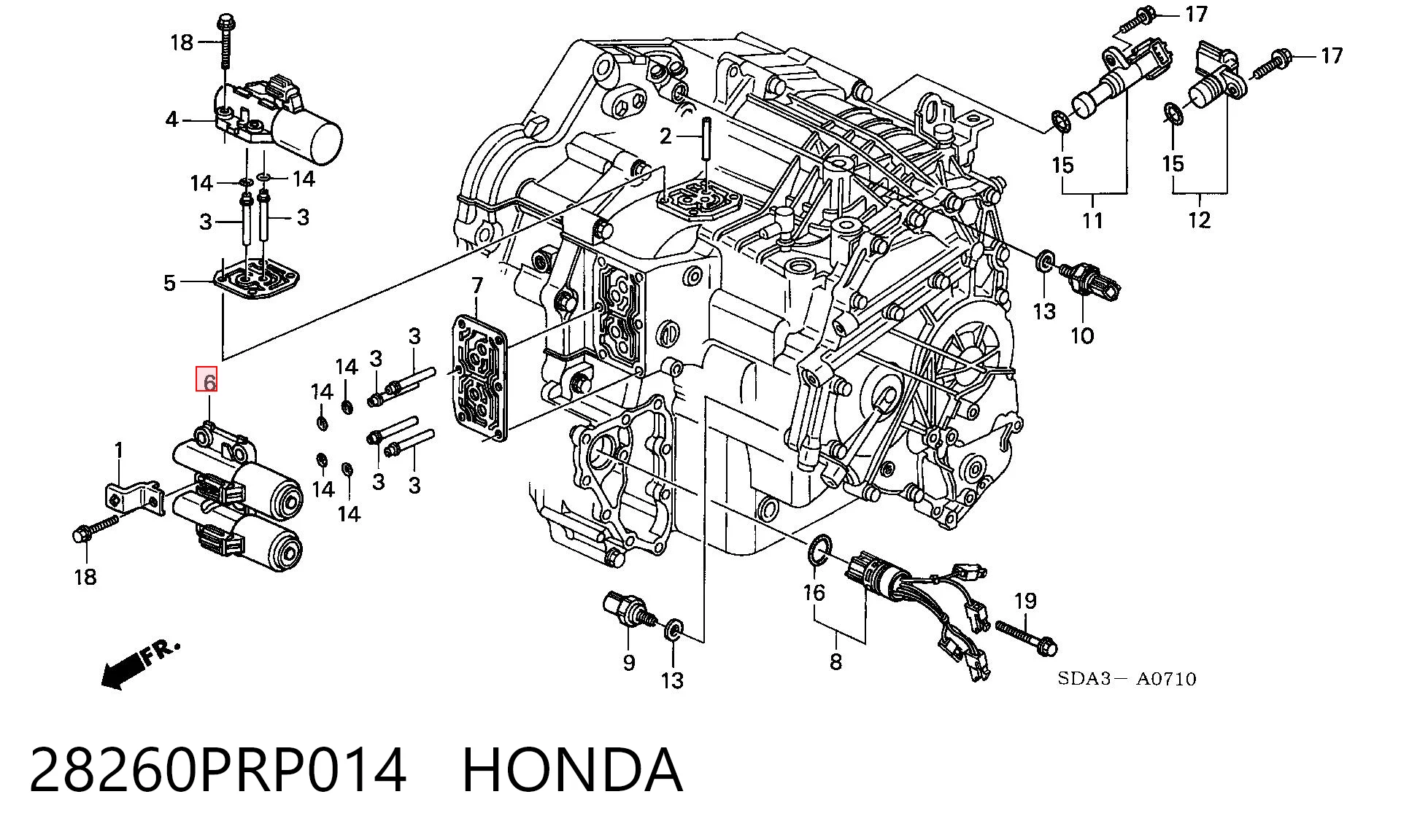 28260PRP014 Honda Solenoide de transmisión automática