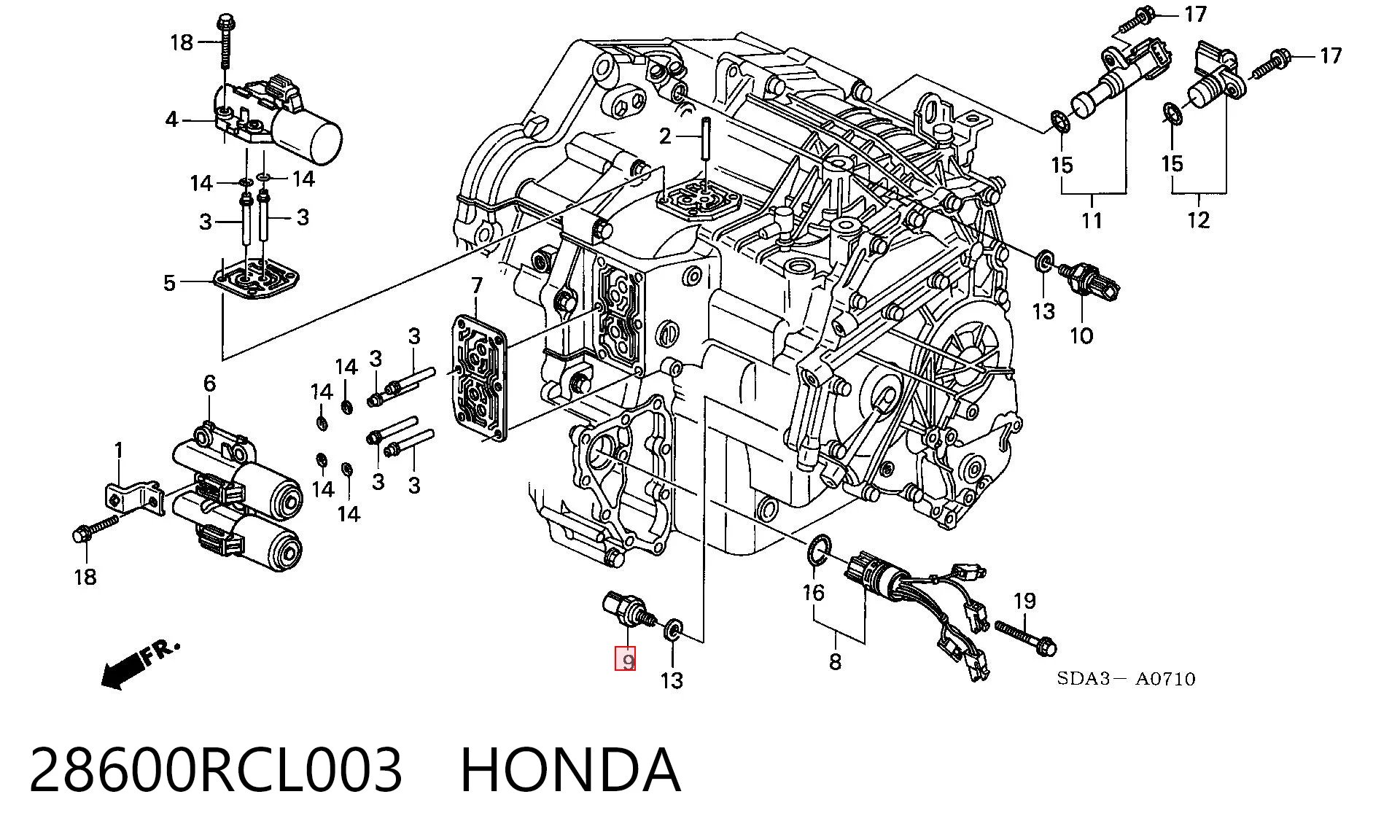 28600RCL003 Honda Sensor de presión de aceite de la caja de cambios