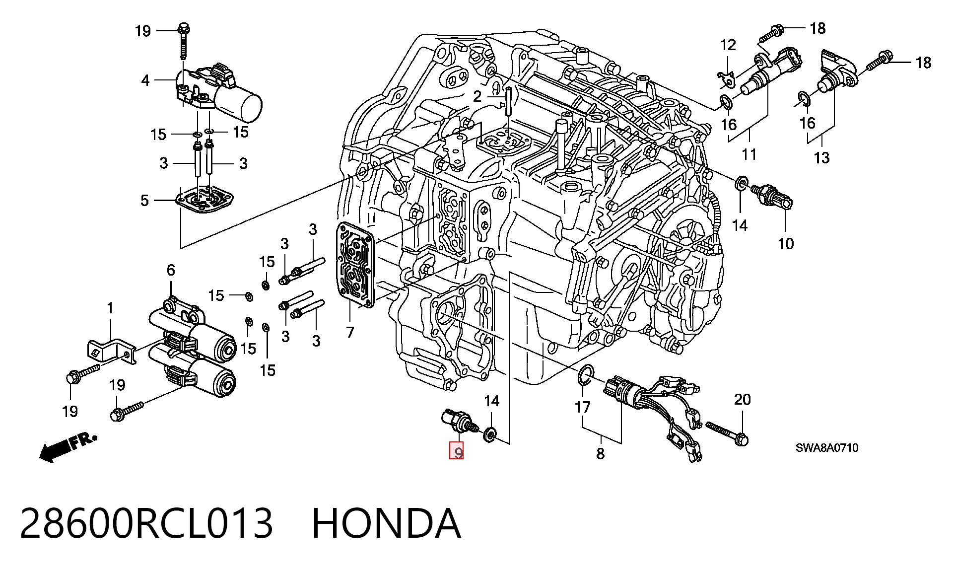 28600RCL013 Honda Sensor de presión de aceite de la caja de cambios