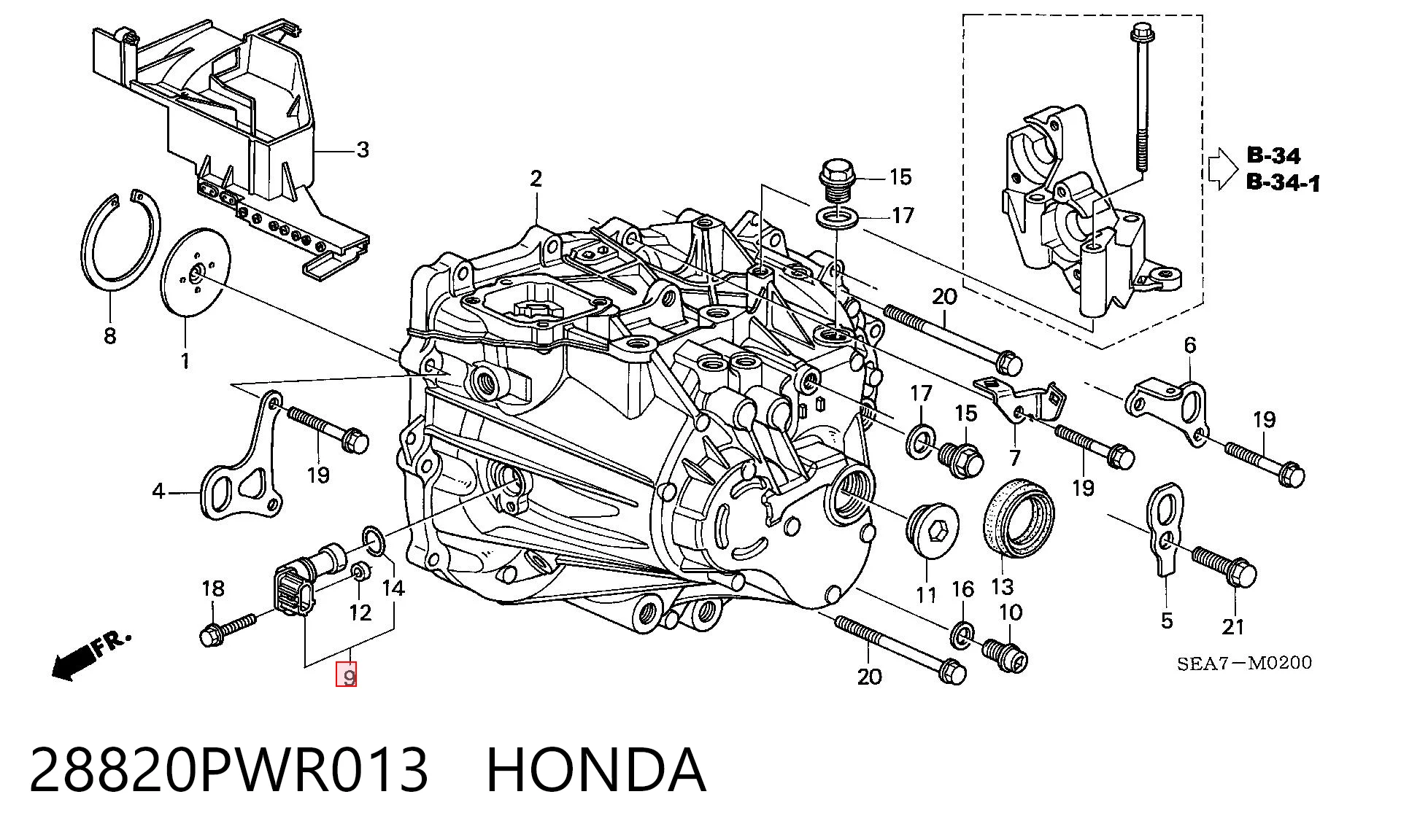 28820PWR013 Honda Captador de velocidad