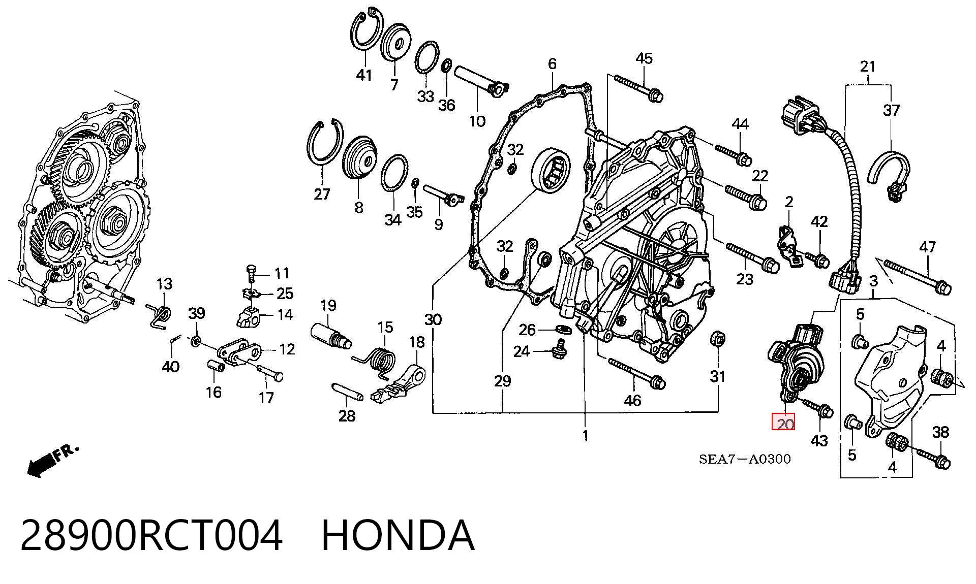 Actuador de selección de marchas para Honda Accord VII CL, CM