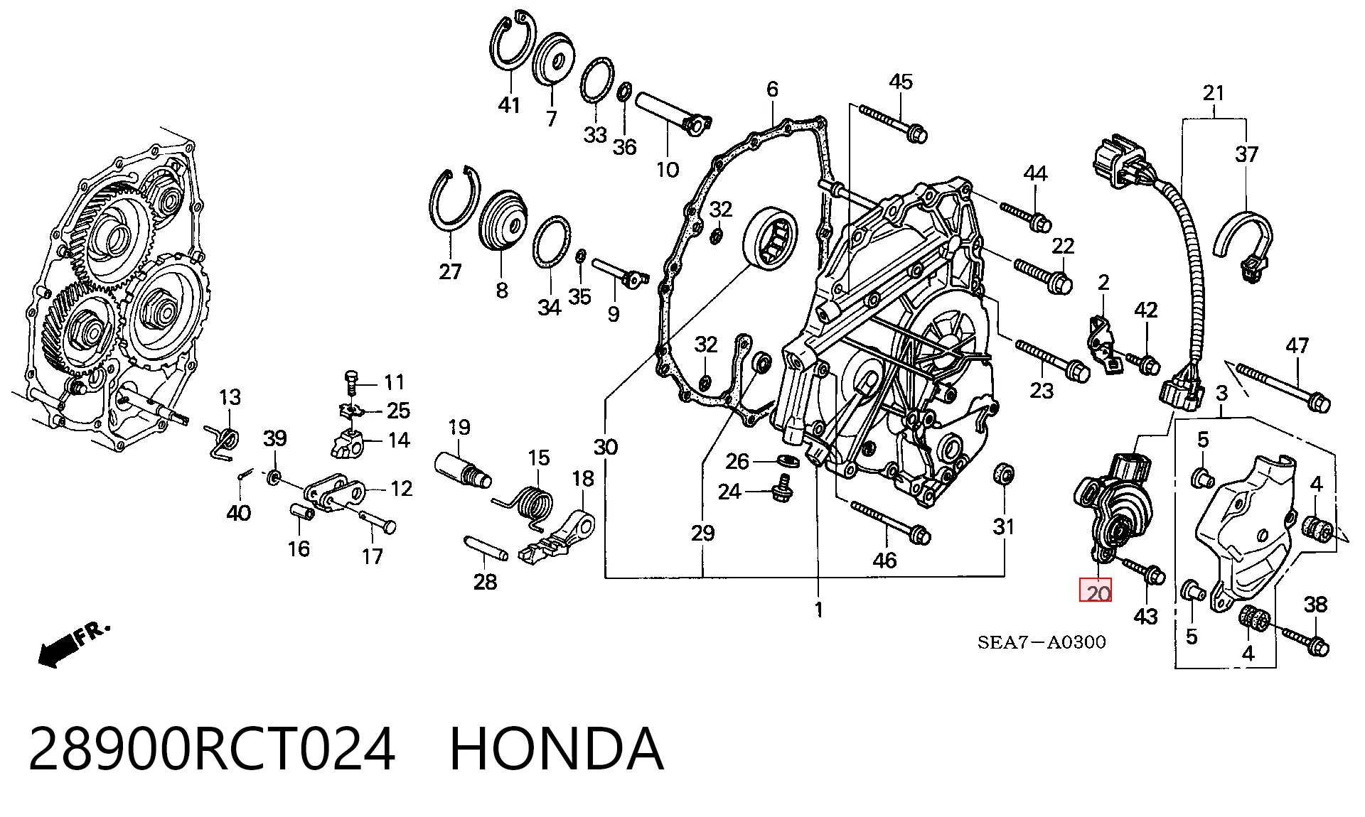 Actuador de selección de marchas Honda Accord VII