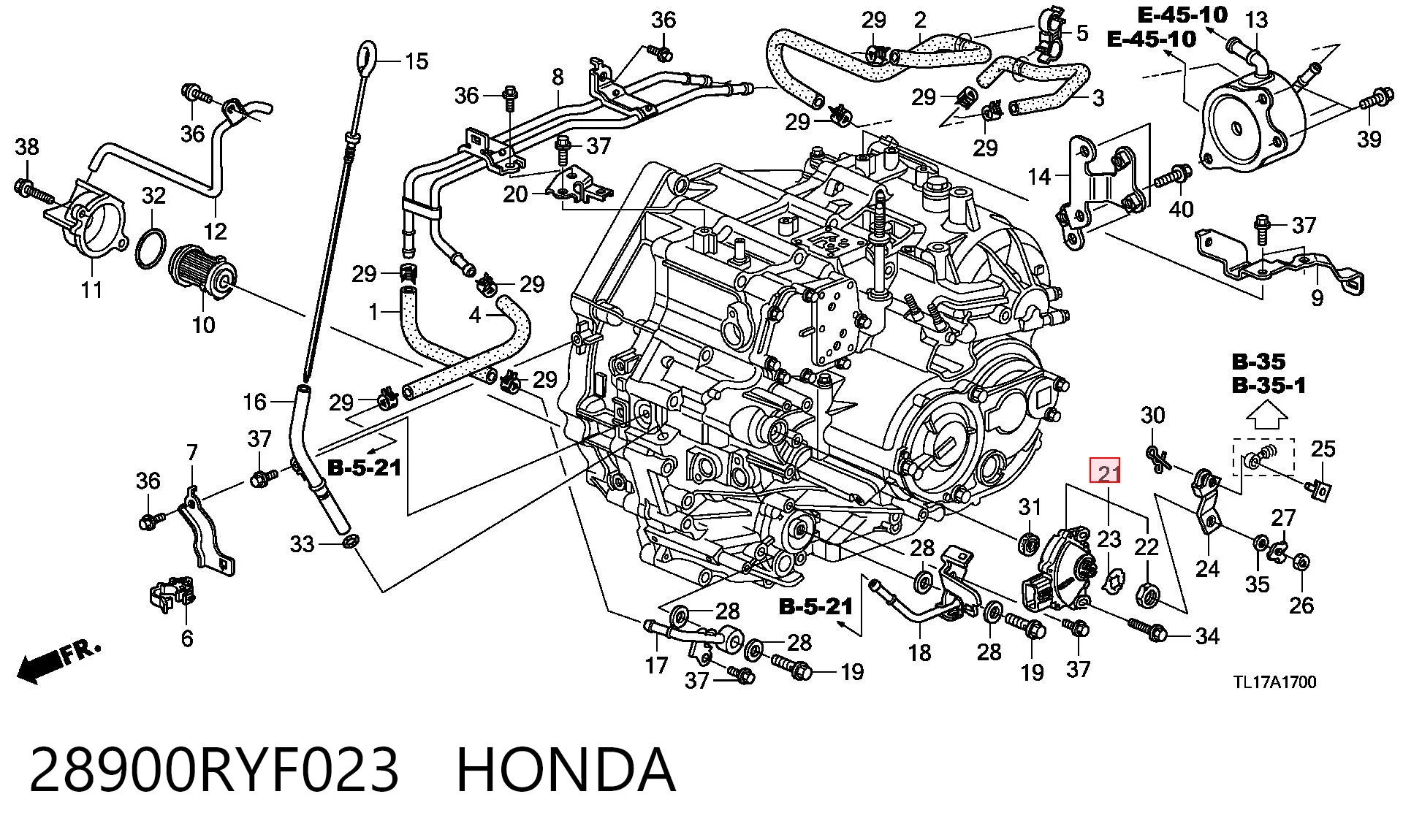28900RYF023 Honda Sensor de posición del selector de la transmisión automática