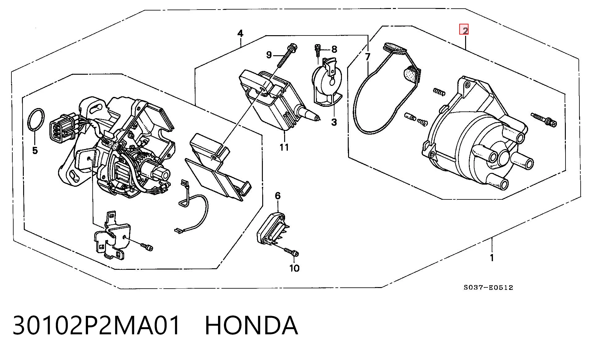 30102P2MA01 Honda Tapa distribuidor