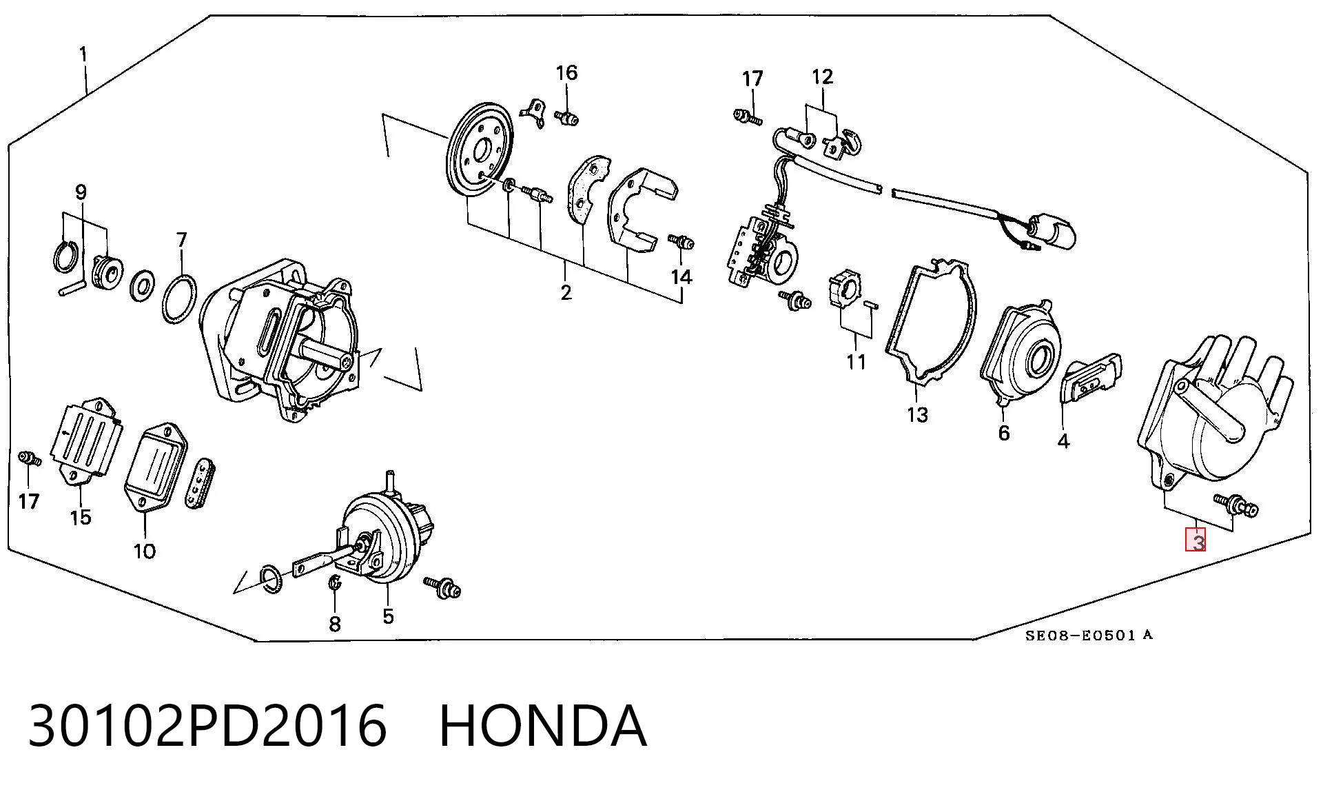 Tapa de delco Honda Civic III (AL, AJ, AG, AH)