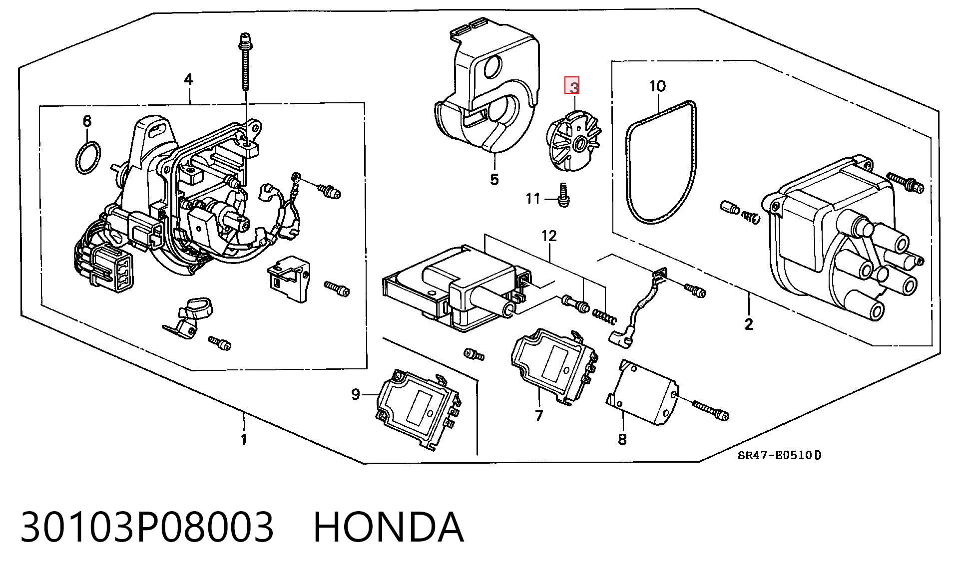 30103P08003 Honda Rotor de distribuidor