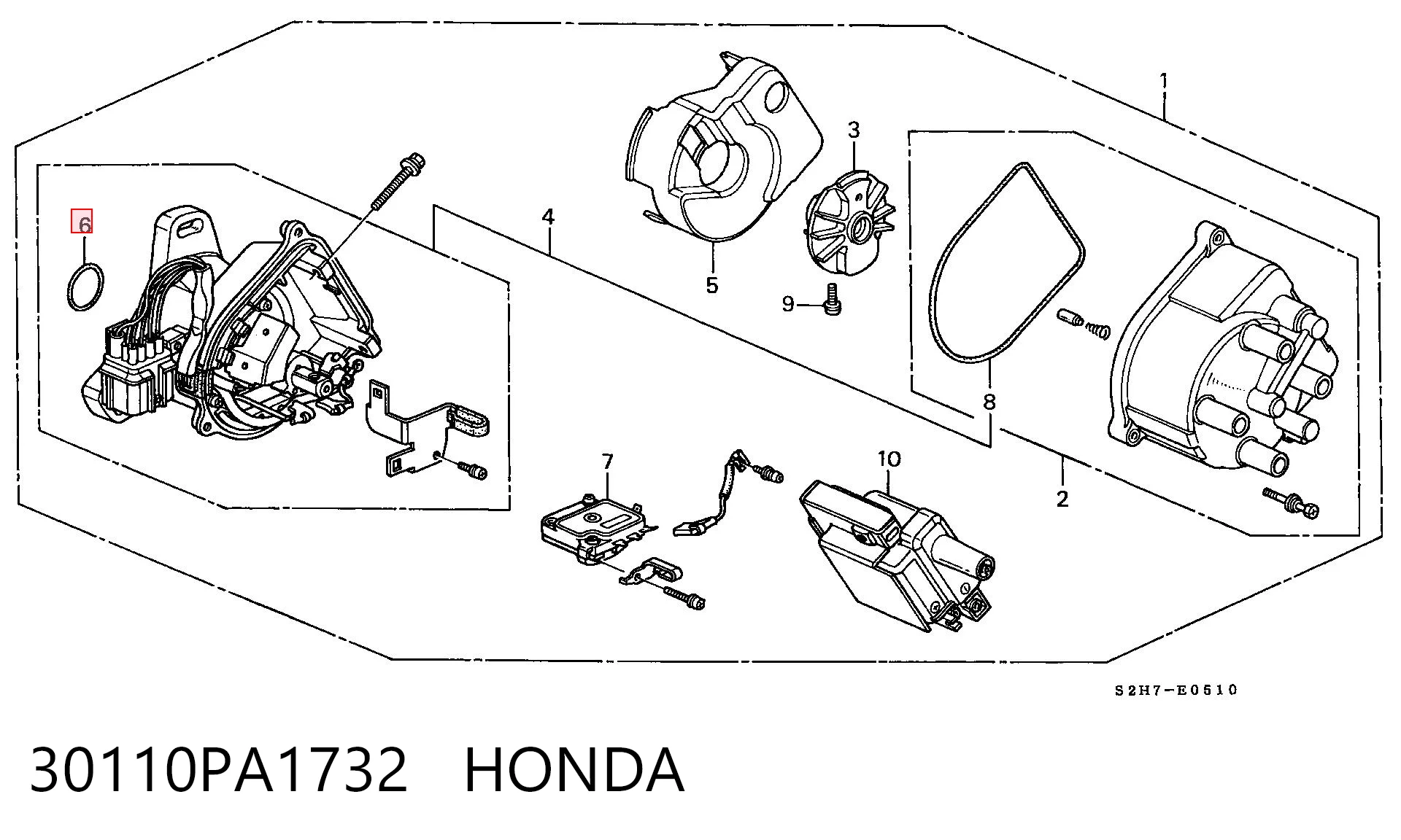 30110PA1732 Honda Junta tórica del distribuidor