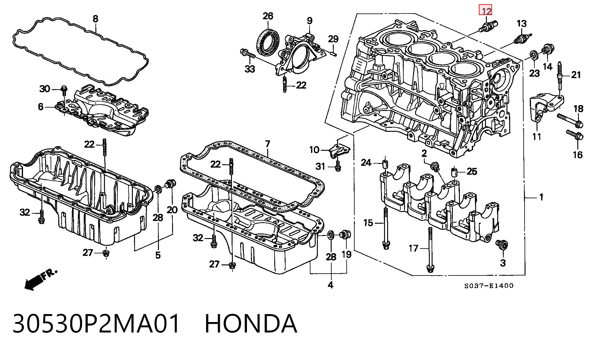 30530P2MA01 Honda Sensor de detonación