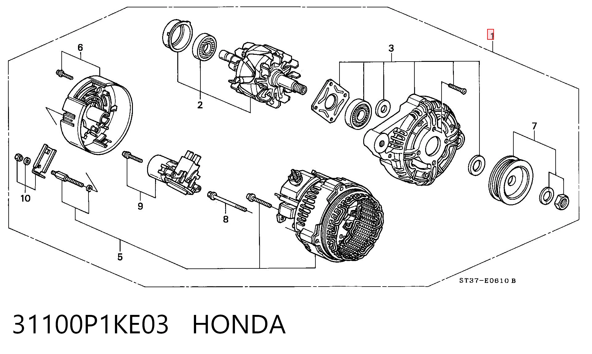 31100P1KE03 Honda Alternador de coche