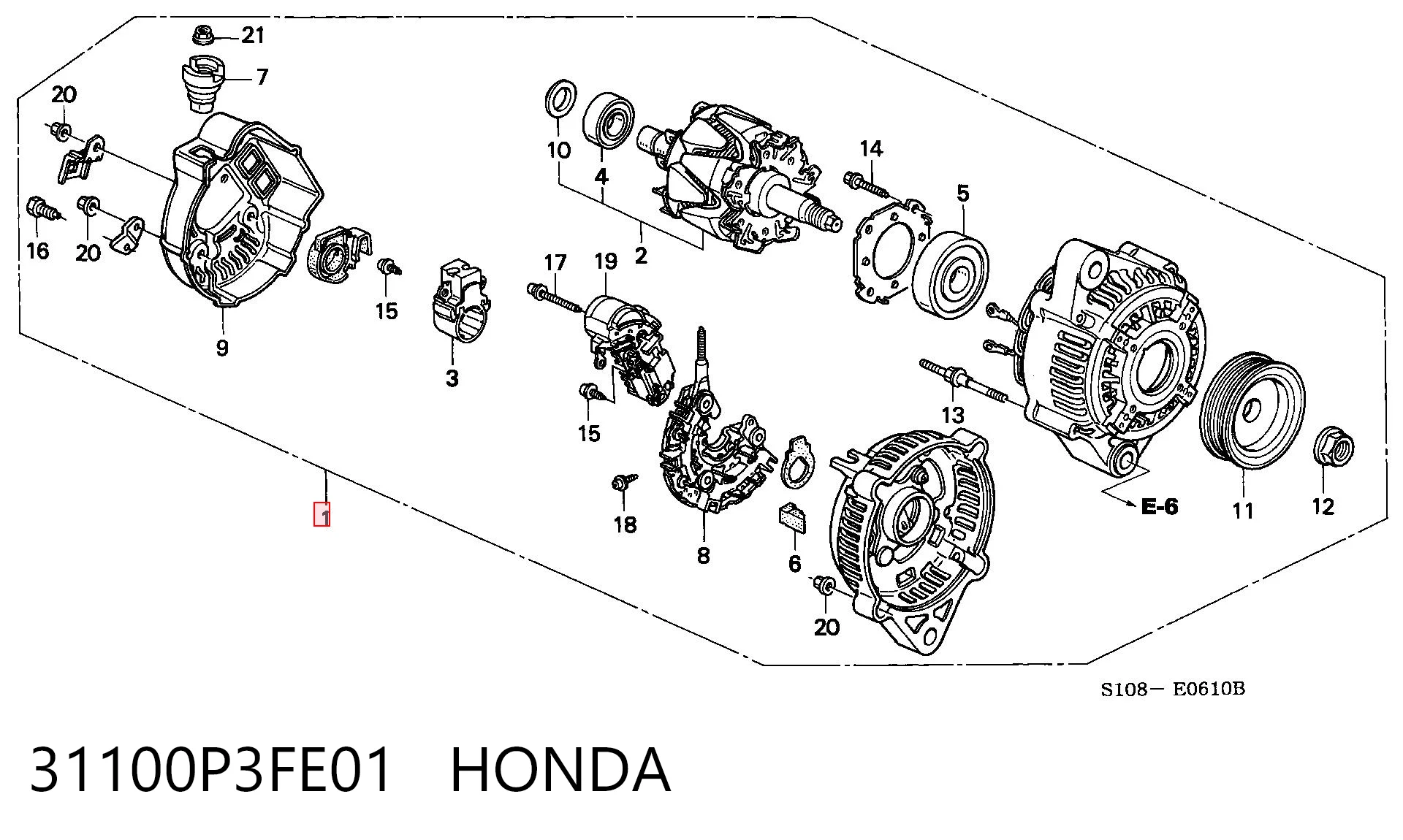31100P3FE01 Honda Alternador de coche