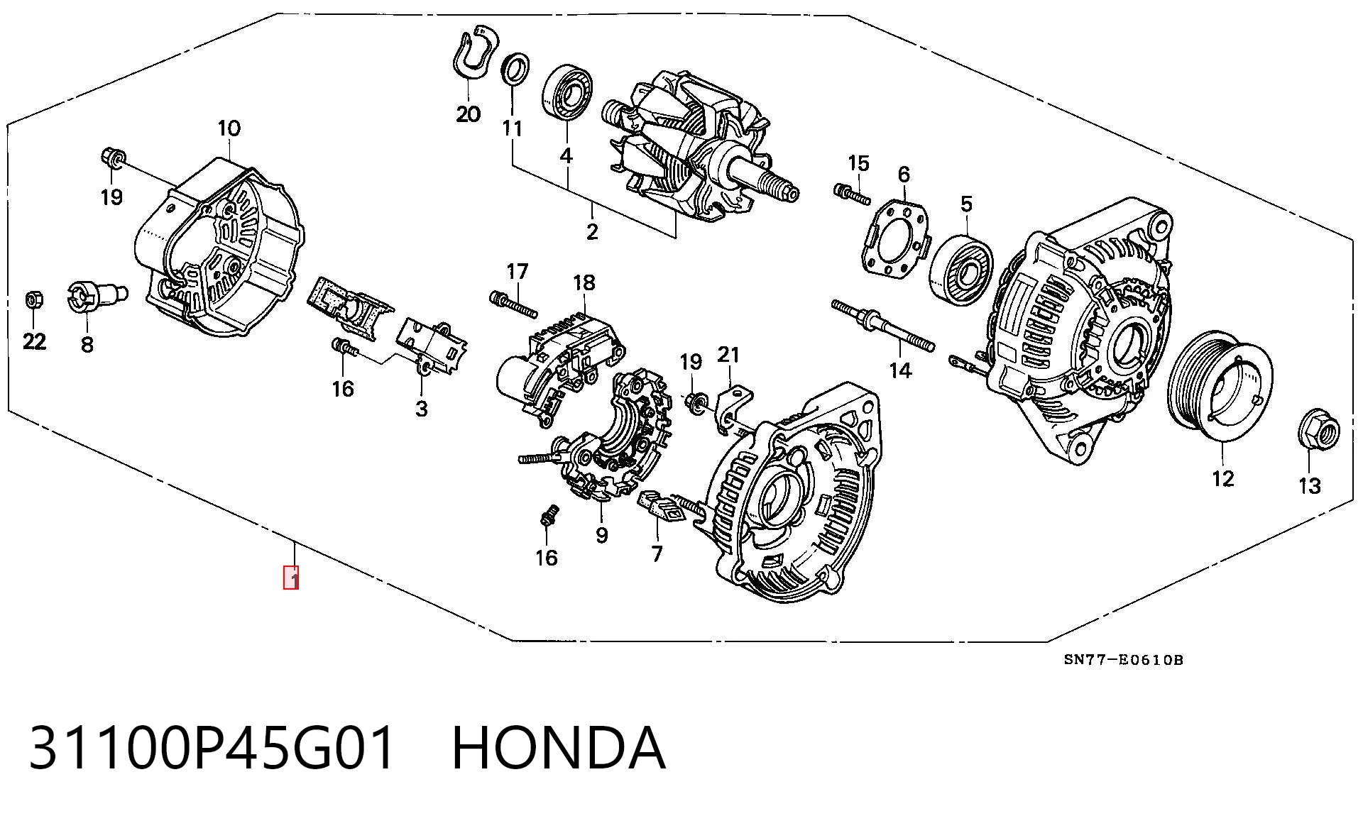 Alternador de coche para Honda Accord V CC7