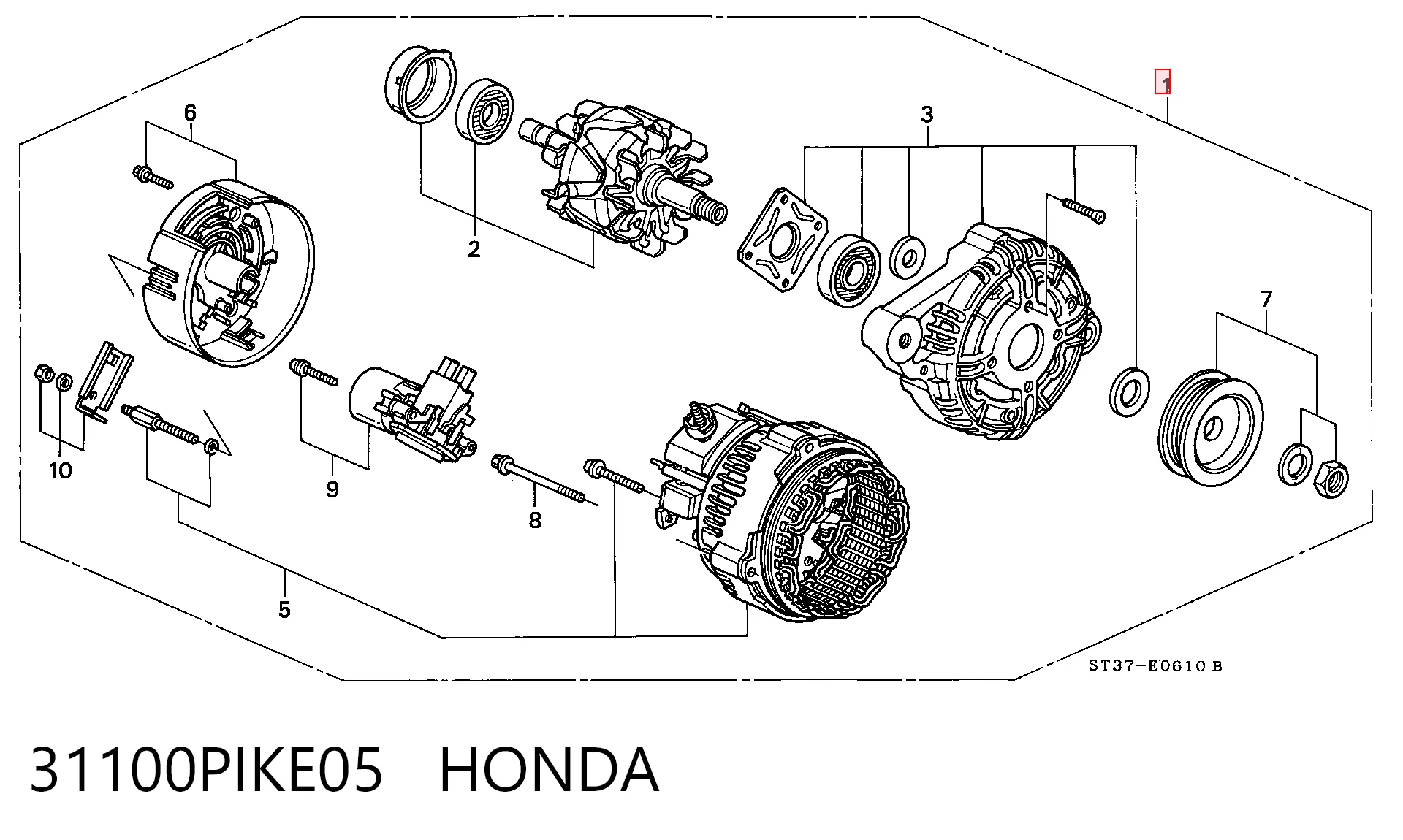 31100PIKE05 Honda Alternador de coche