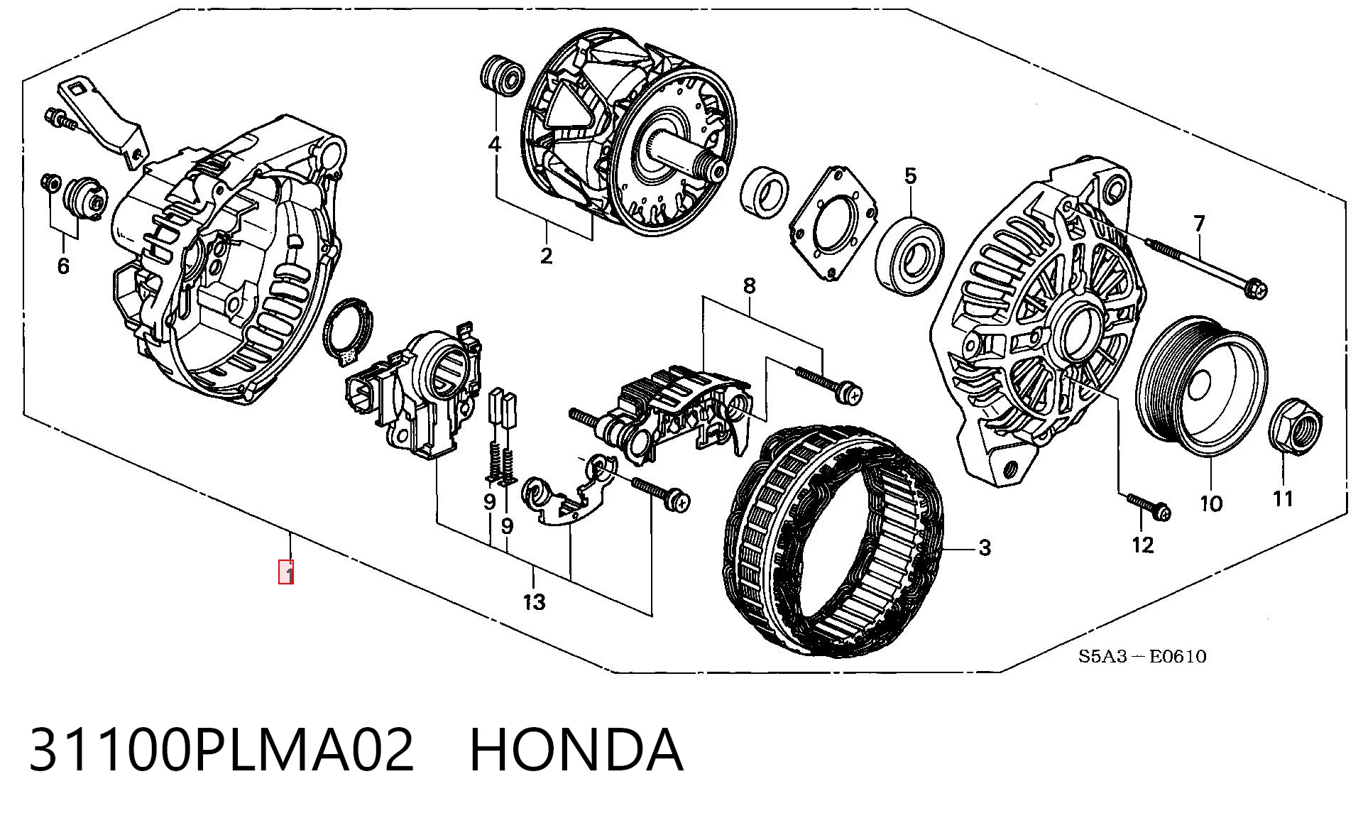 31100PLMA02 Honda Alternador de coche