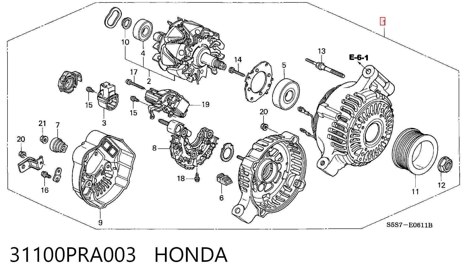 31100PRA003 Honda Alternador de coche