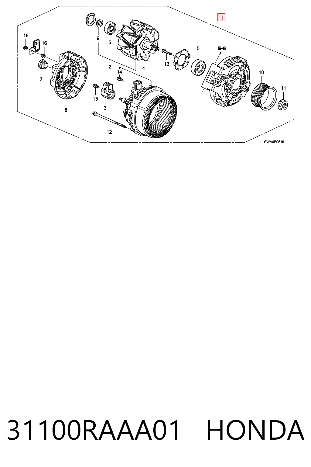 31100RAAA01 Honda Alternador de coche