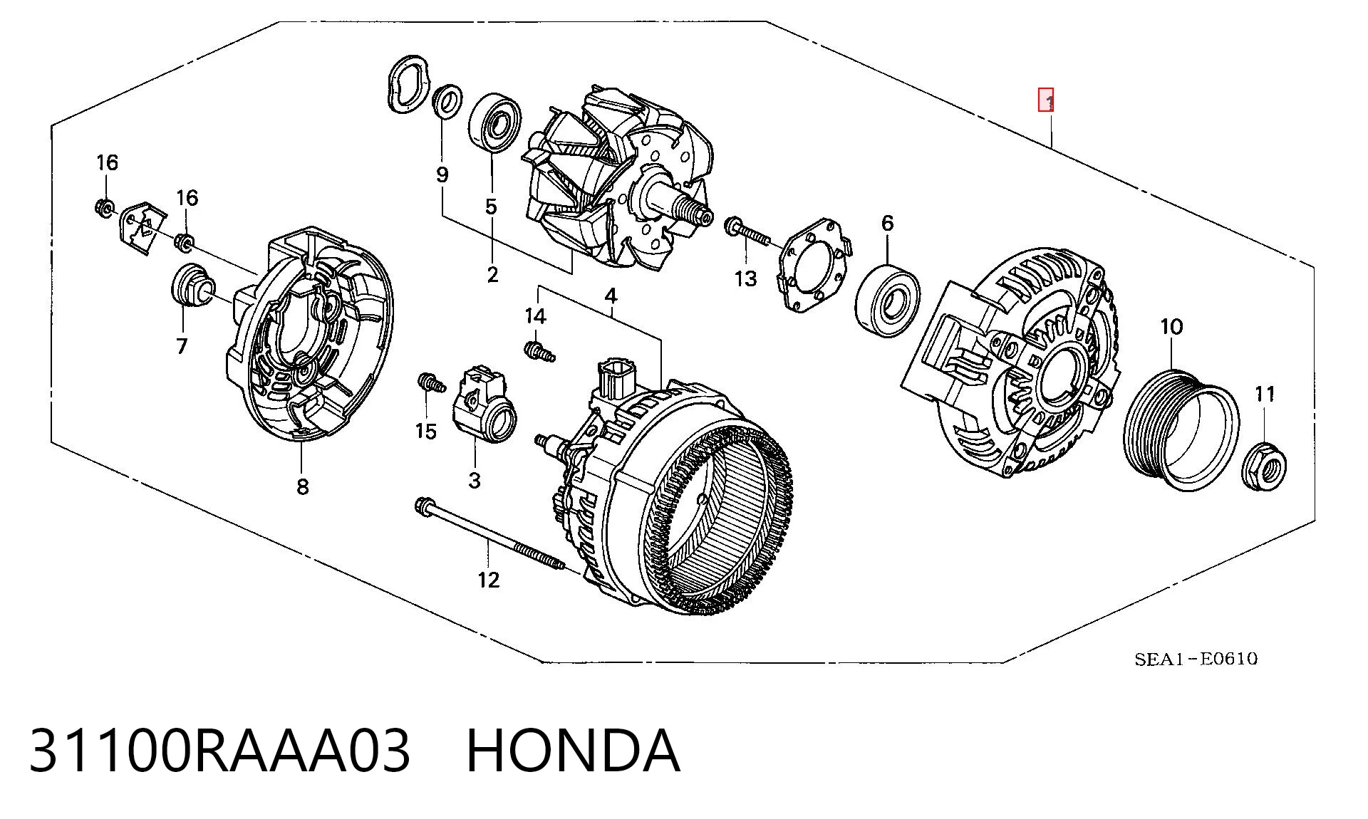 31100RAAA03 Honda Alternador de coche