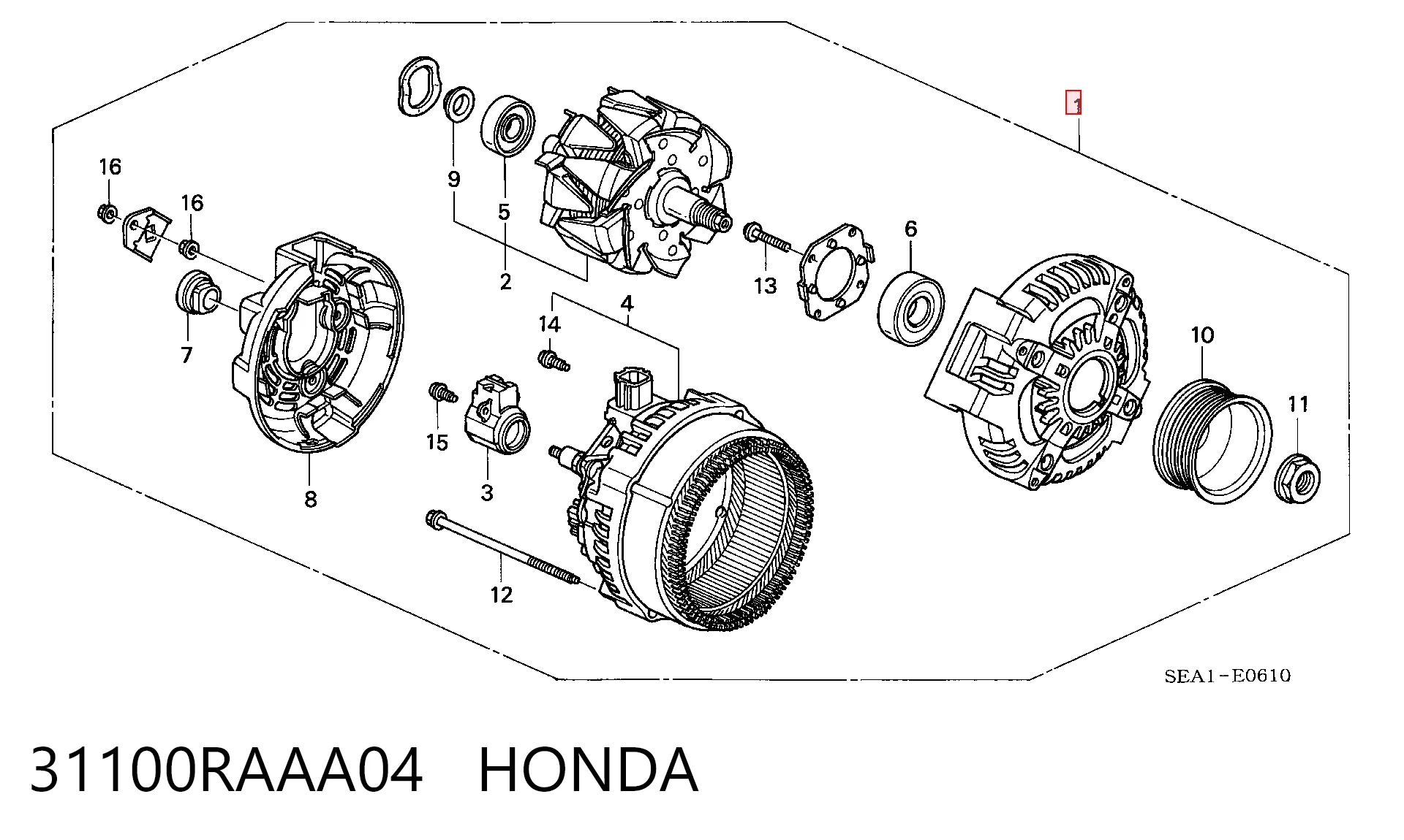 31100RAAA04 Honda Alternador de coche