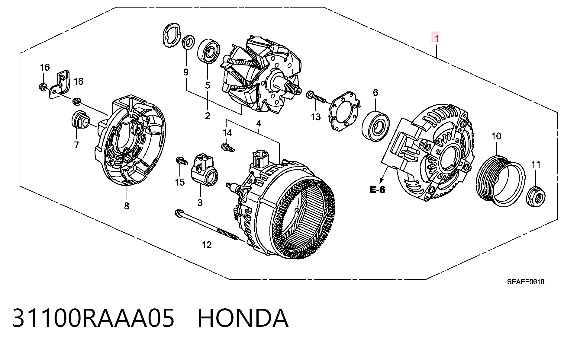 31100RAAA05 Honda Alternador de coche