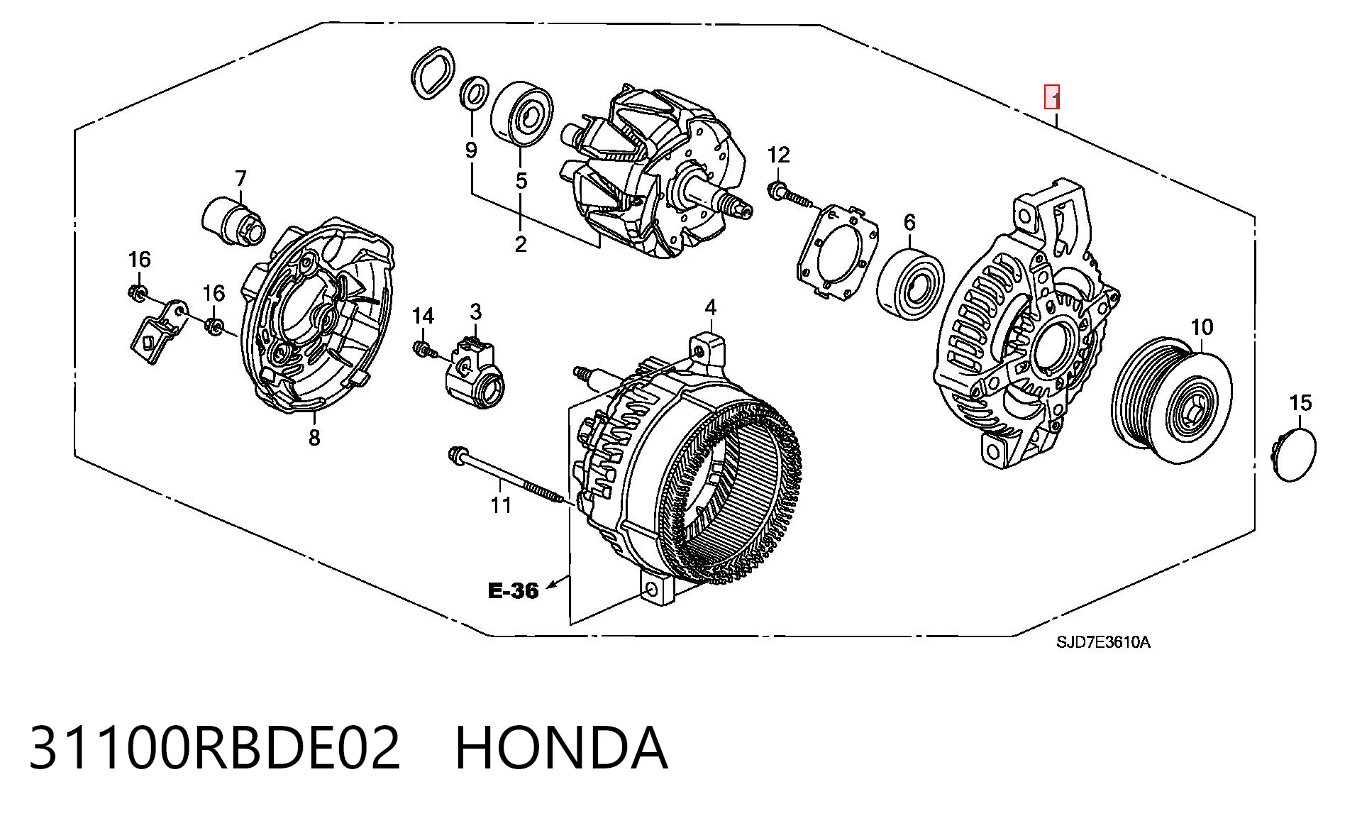 31100RBDE02 Honda Alternador de coche