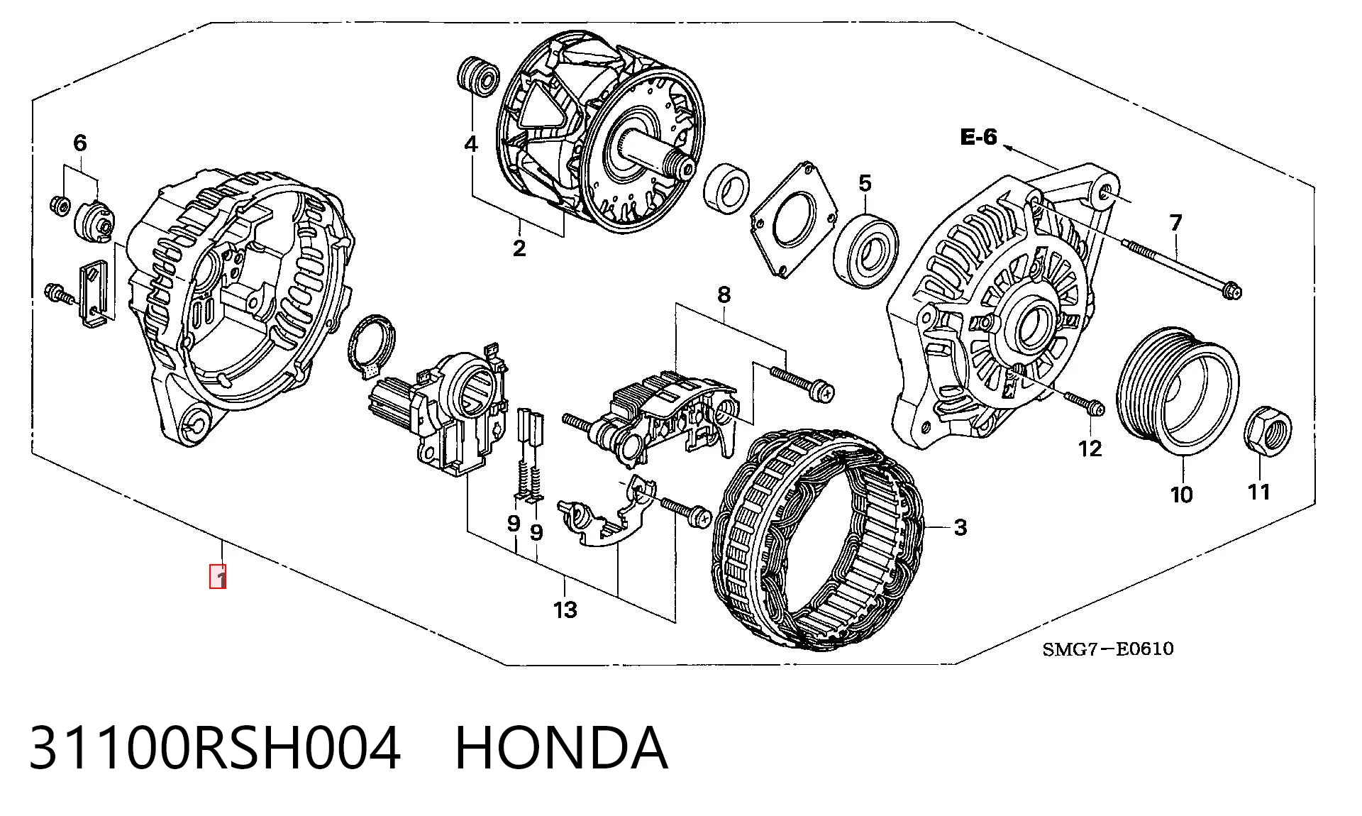 31100RSH004 Honda Alternador de coche