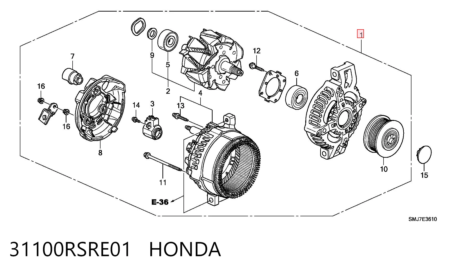 31100RSRE01 Honda Alternador de coche