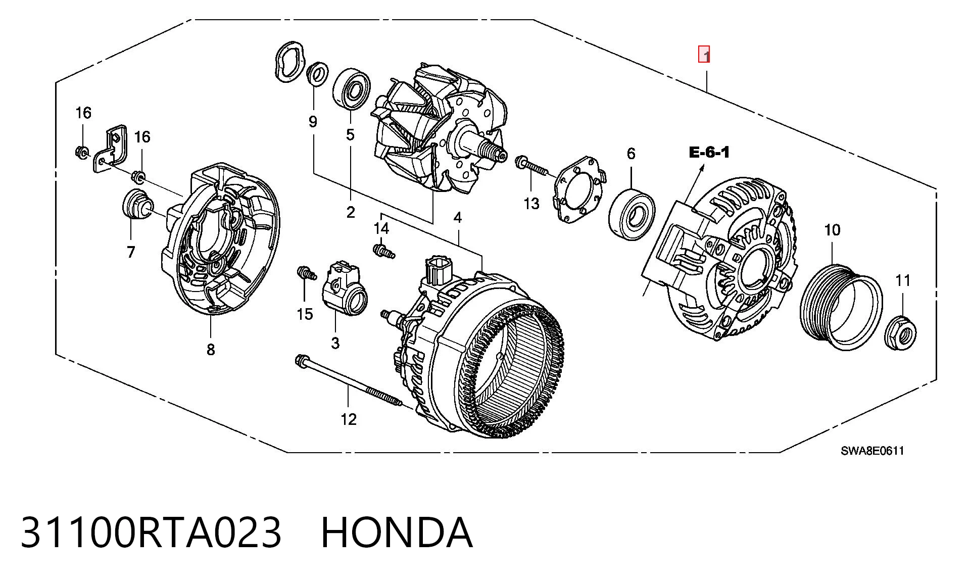 31100RTA023 Honda Alternador de coche