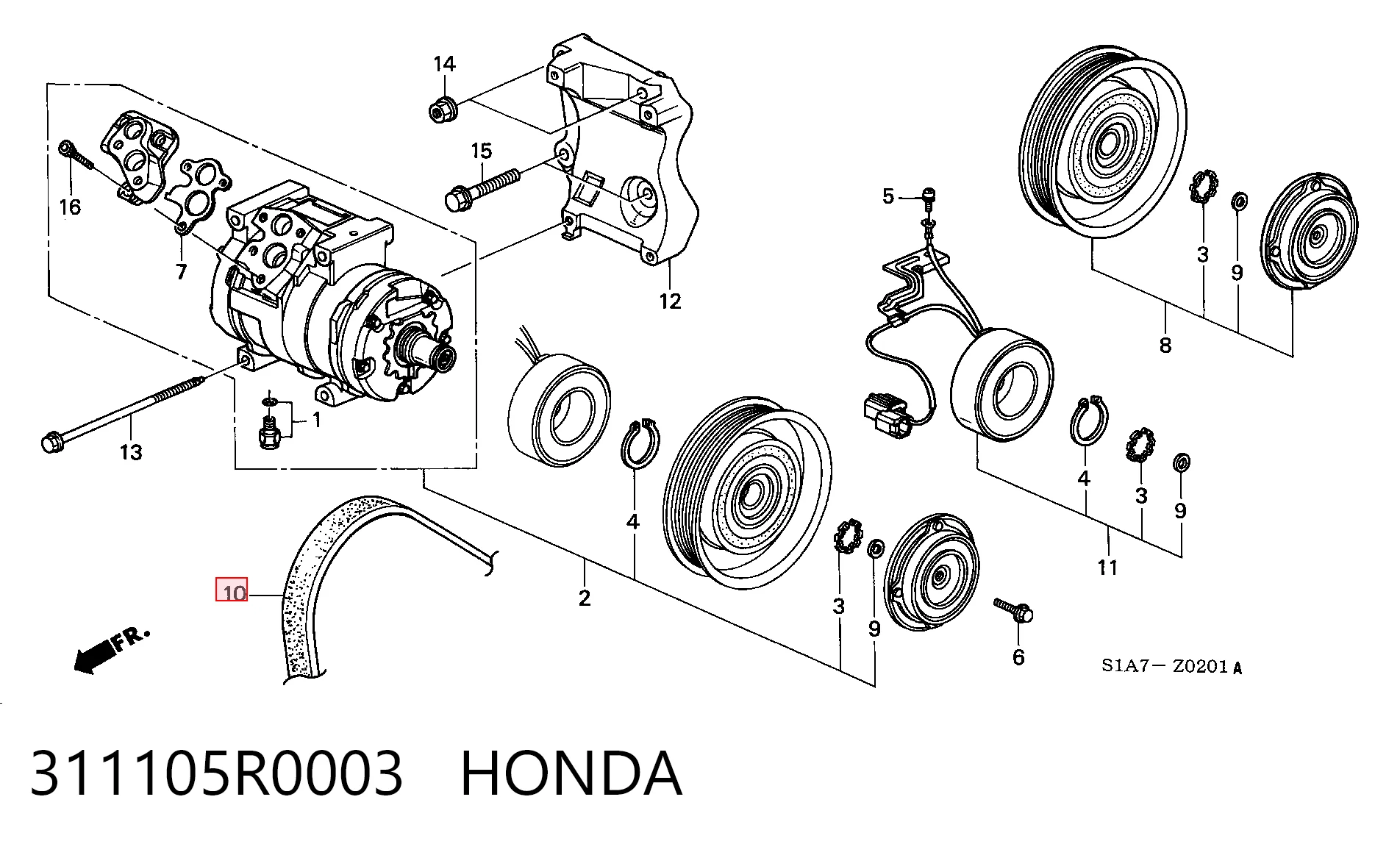311105R0003 Honda Correa poly v