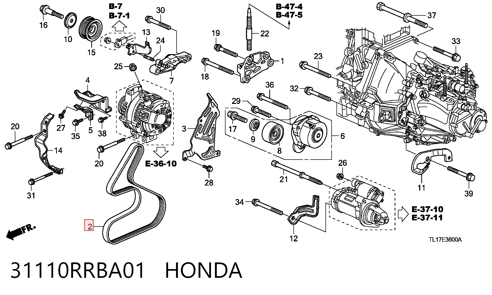 31110RRBA01 Honda Correa poly v