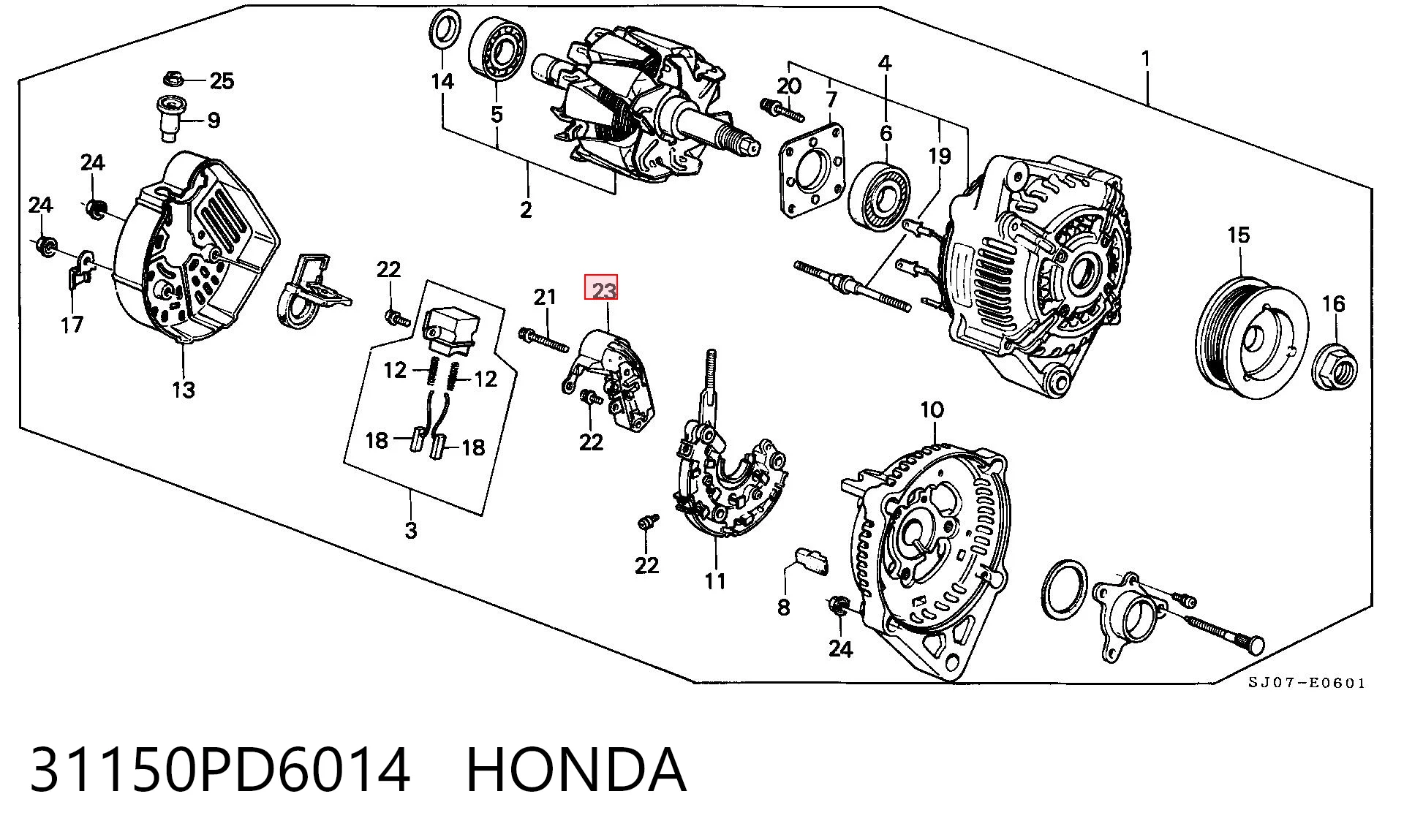 Regulador alternador para Honda Civic VI EJ9, EK3/4